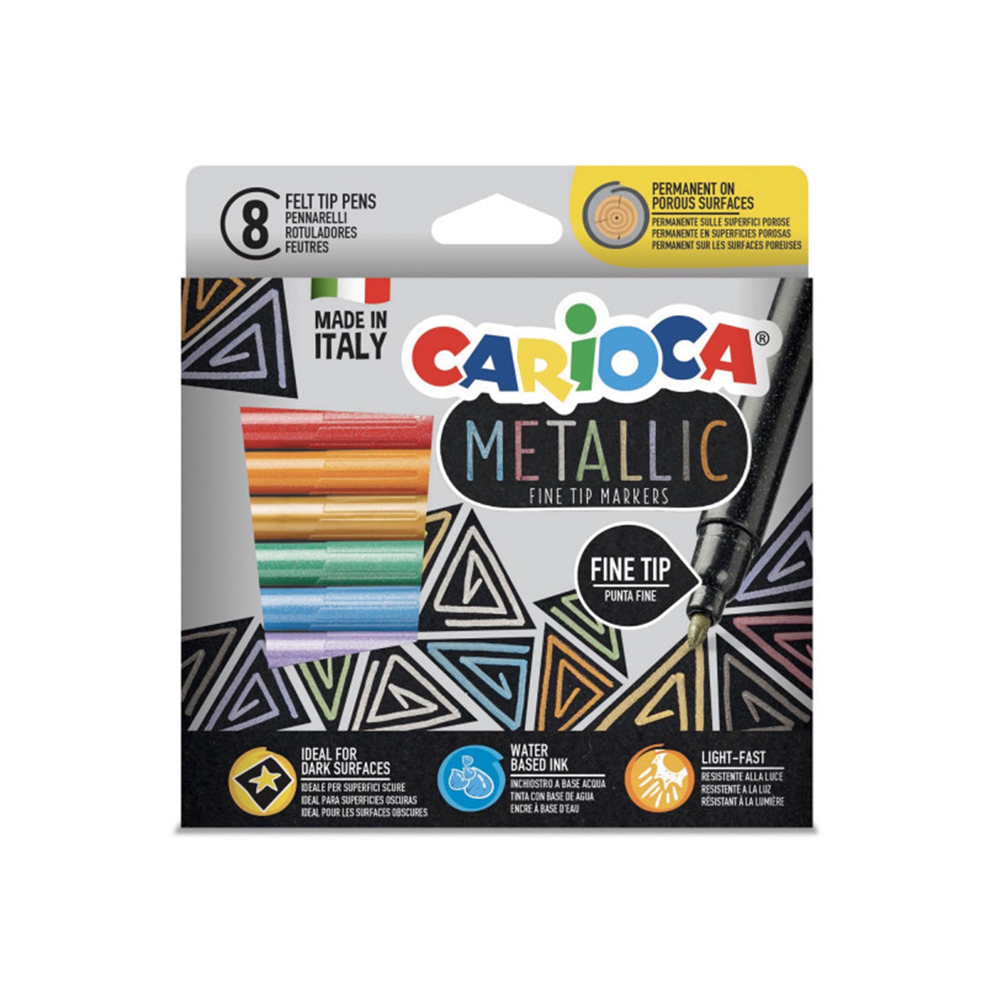 8 Pack Metallic Fine Tip Markers - Vibrant Colors for Art, Calligraphy & DIY Projects - Perfect for Scrapbooking, Bullet Journaling & Gift Wrapping