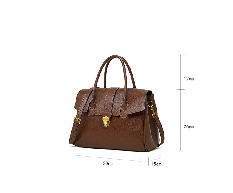 Stylish Leather Flap Work Bag for Women - Professional Office Tote with Multiple Pockets - Perfect for Business, Commuting & Travel
