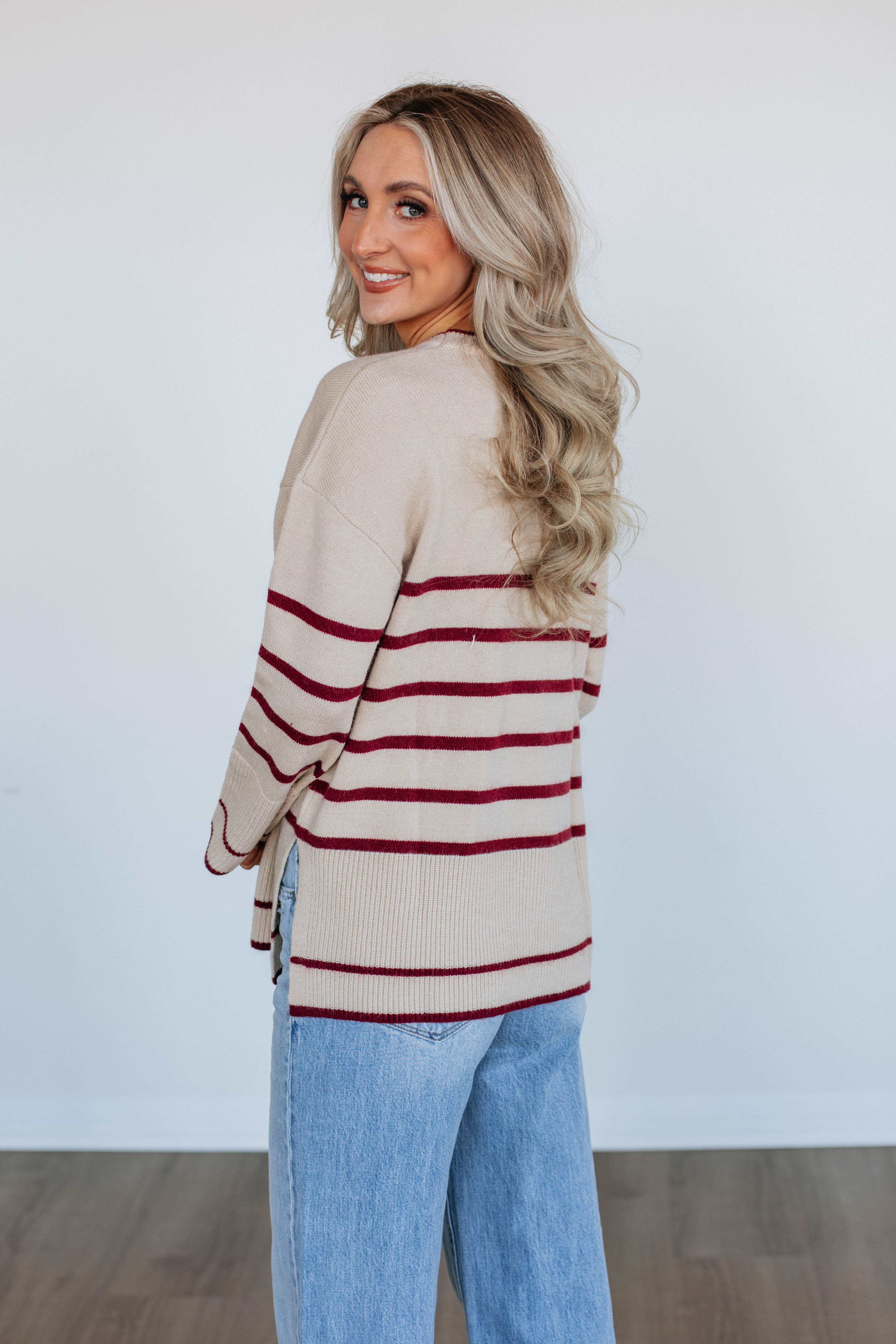 Halston Striped Sweater for Women - Soft Knit Pullover Top with Long Sleeves - Perfect for Fall & Winter Outfits, Office Wear and Casual Weekends