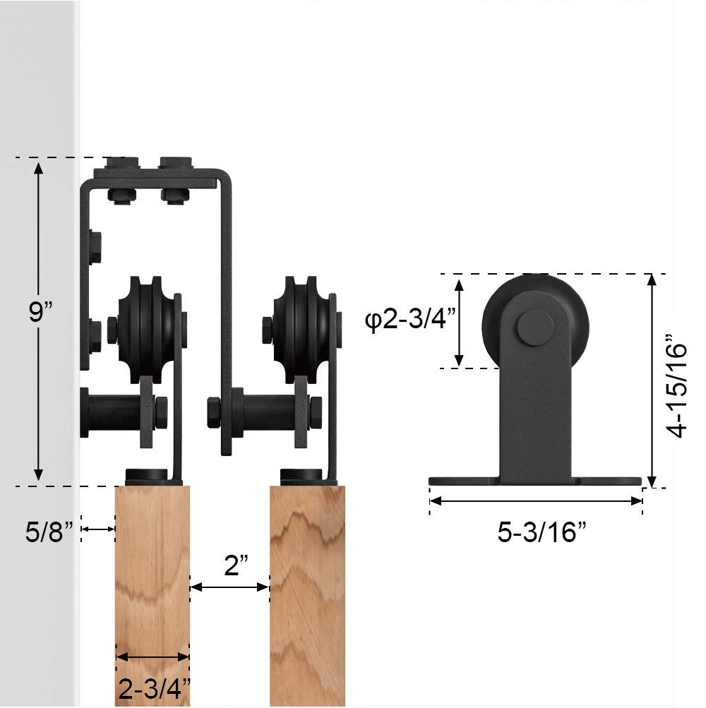 WINSOON Heavy Duty Top Mount Double Bypass Barn Door Hardware Kit - 5 FT Track for Overlapping Double Doors | One-Piece Rail for Smooth & Quiet Sliding | Easy Installation Fits Two 30” Wide Door Panels | Perfect for Bedrooms, Closets & Room Dividers
