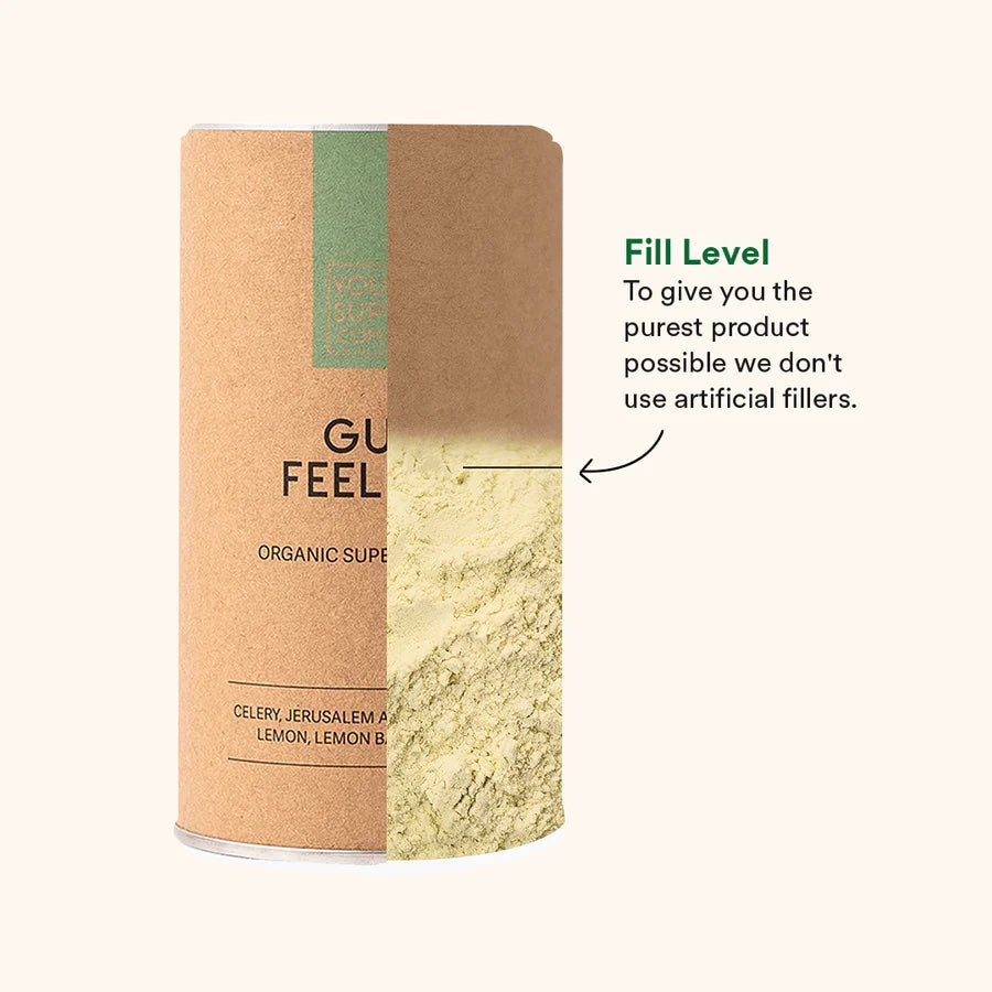 Gut Feeling Organic Superfood Mix Powder - Vegan Probiotic Blend for Digestion & Immunity - Perfect for Smoothies, Yogurt & Baking | Gluten-Free Gut Health Supplement