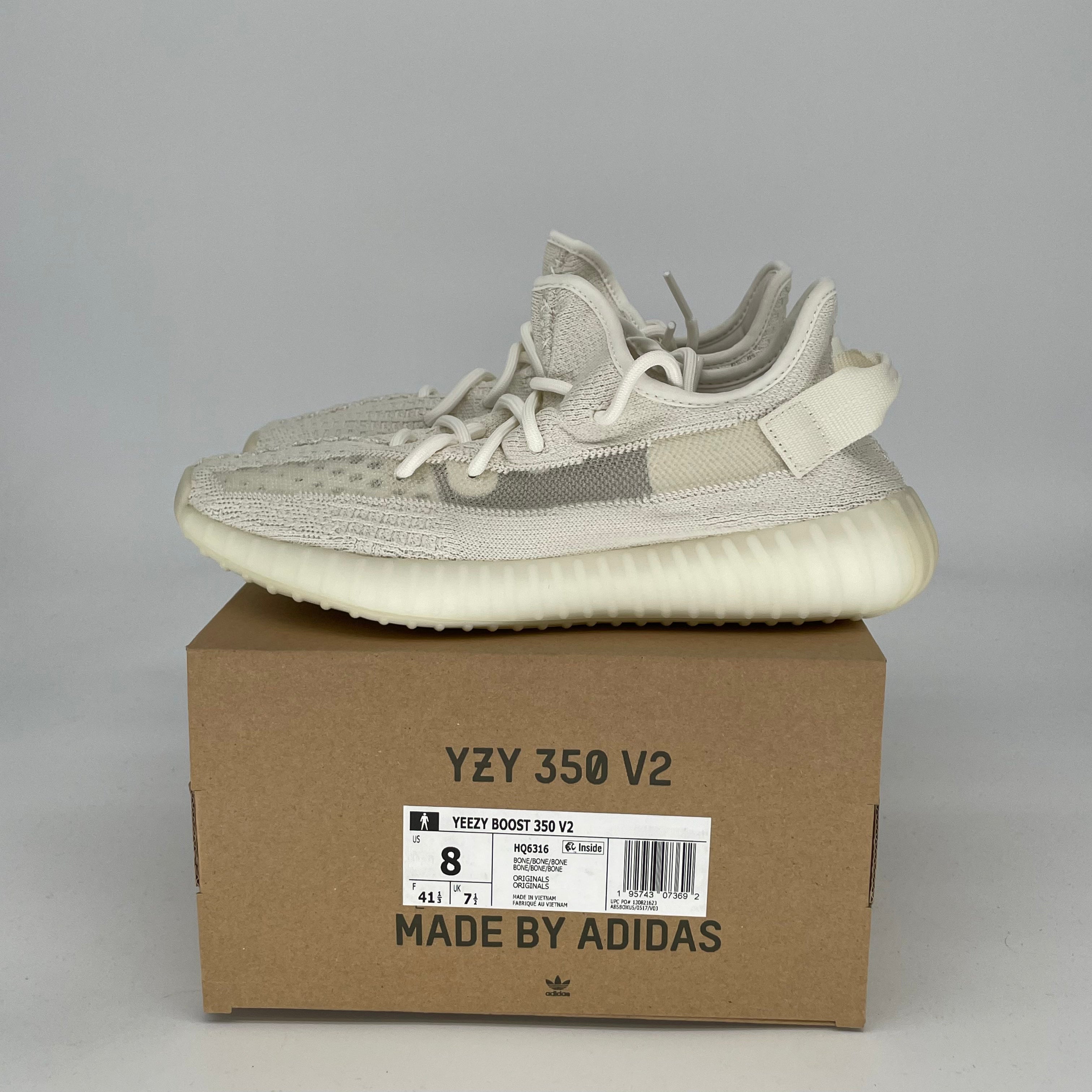 Adidas Yeezy Boost 350 V2 'Bone' Sneakers - Men's Size 8 / Women's Size 9.5 (Style HQ6316) | Comfortable Running Shoes for Casual Wear & Street Fashion