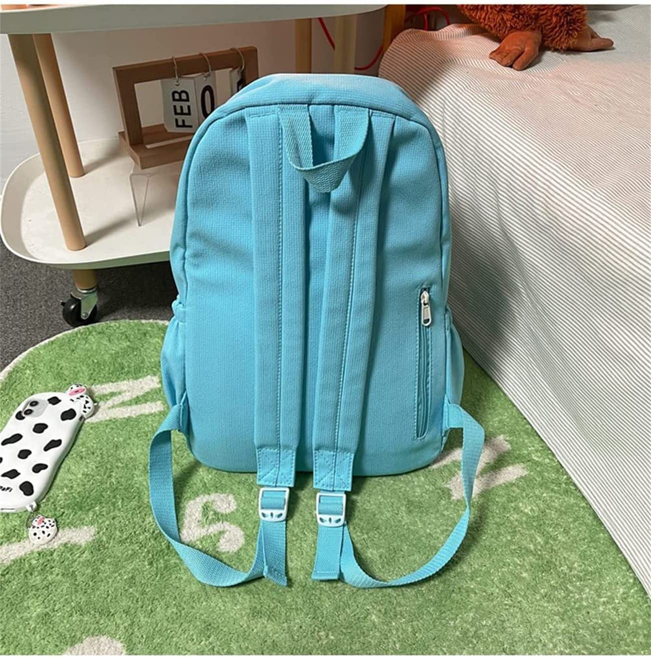Difa Bear Backpack - Kawaii Cute Aesthetic Sage Green Rucksack with Large Capacity for School, Travel & Daily Use (White)