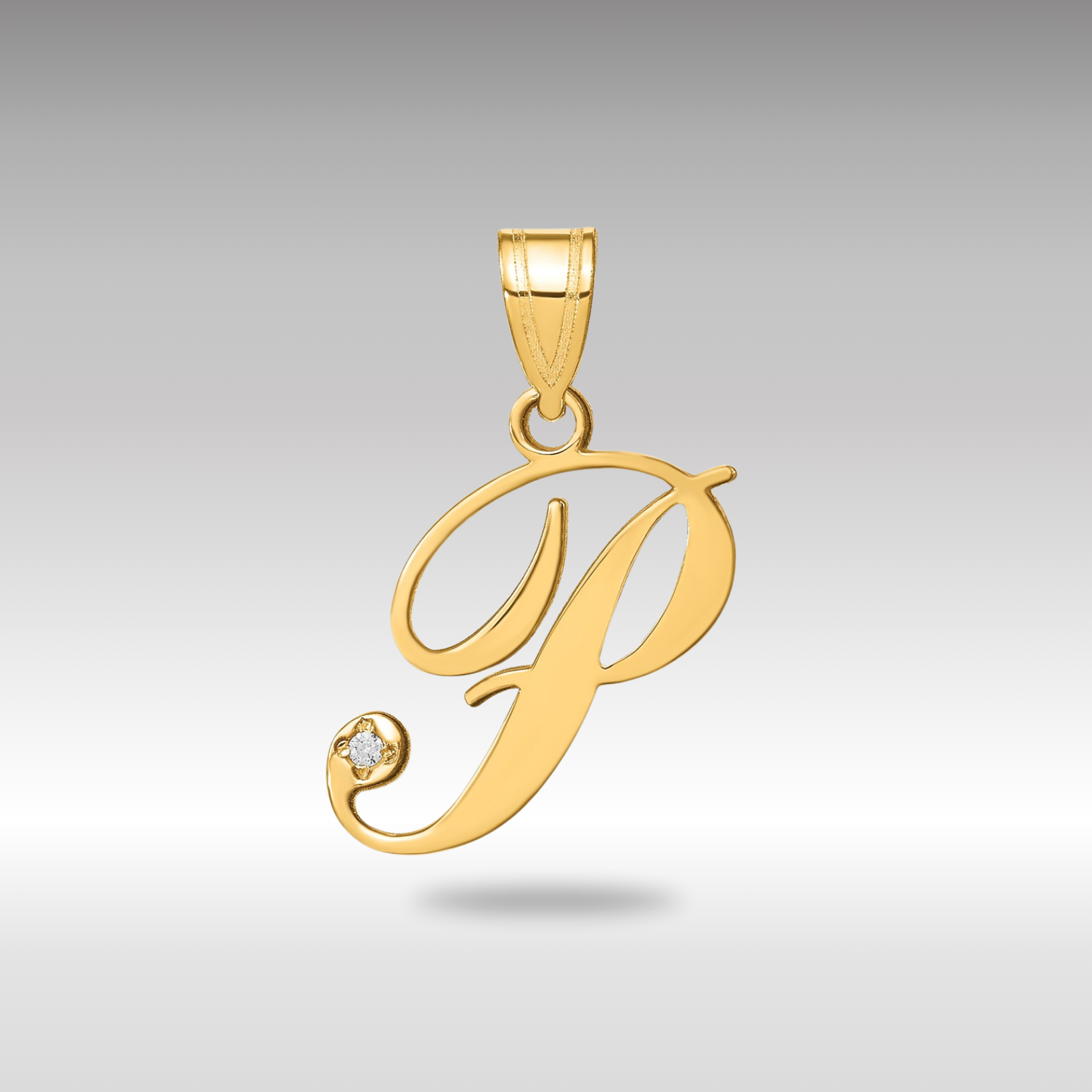 14K Gold Script Letter P Initial Pendant Necklace with Genuine Diamond - Elegant Personalized Jewelry Gift for Women, Perfect for Birthdays, Anniversaries & Special Occasions