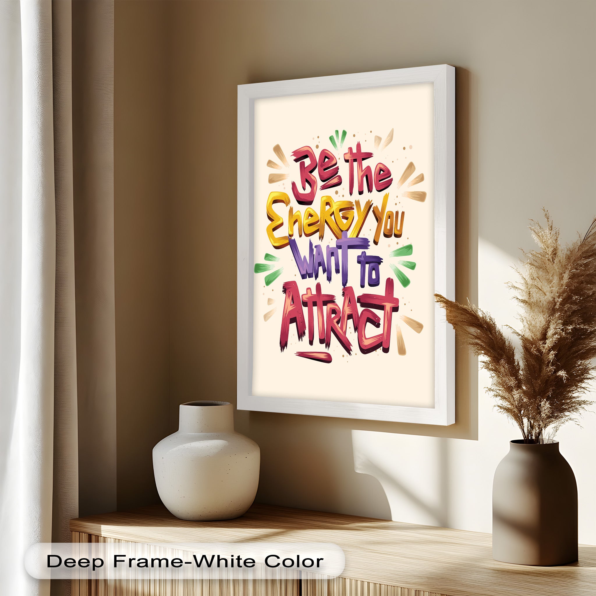 Inspirational Oil Painting - Be the Energy You Want to Attract - Motivational Wall Art for Home, Office & Meditation Space