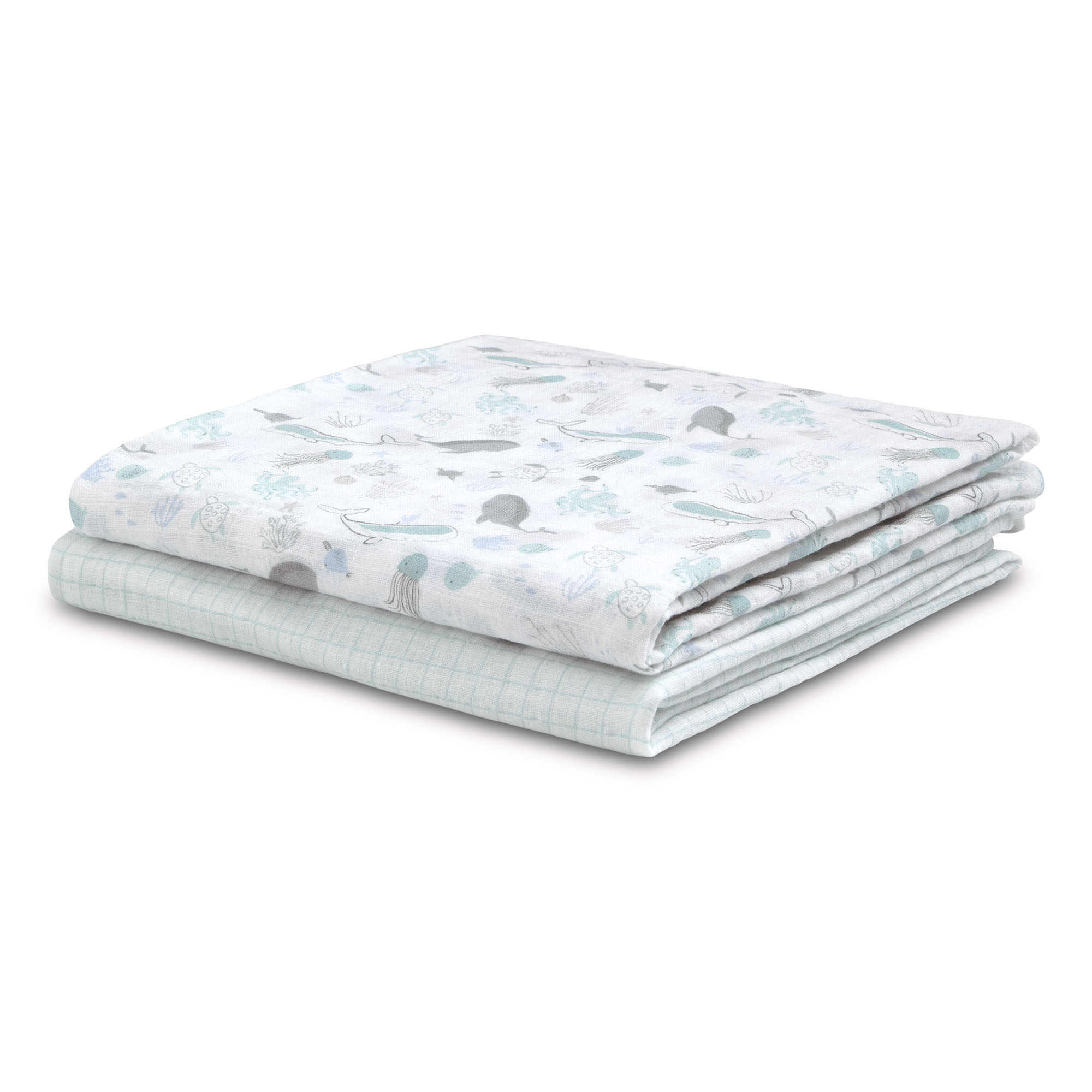 100% Cotton Muslin Baby Receiving Blankets - Soft & Breathable Swaddle Blankets for Newborns - 2 Pack Set - Perfect for Swaddling, Nursing & Stroller Use