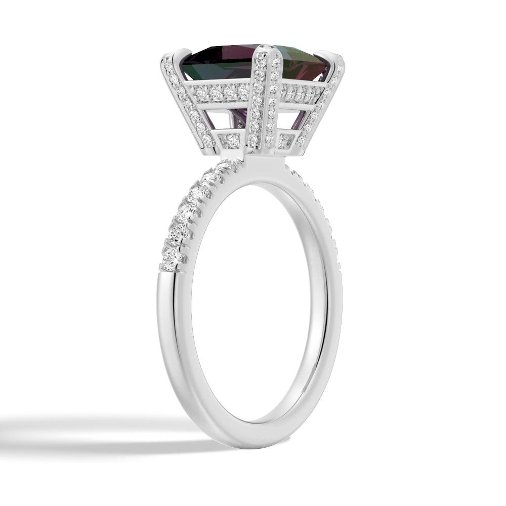 3 CT. Princess Cut Alexandrite Engagement Ring With Moissanite Accents - Perfect for Proposals, Anniversaries & Special Occasions