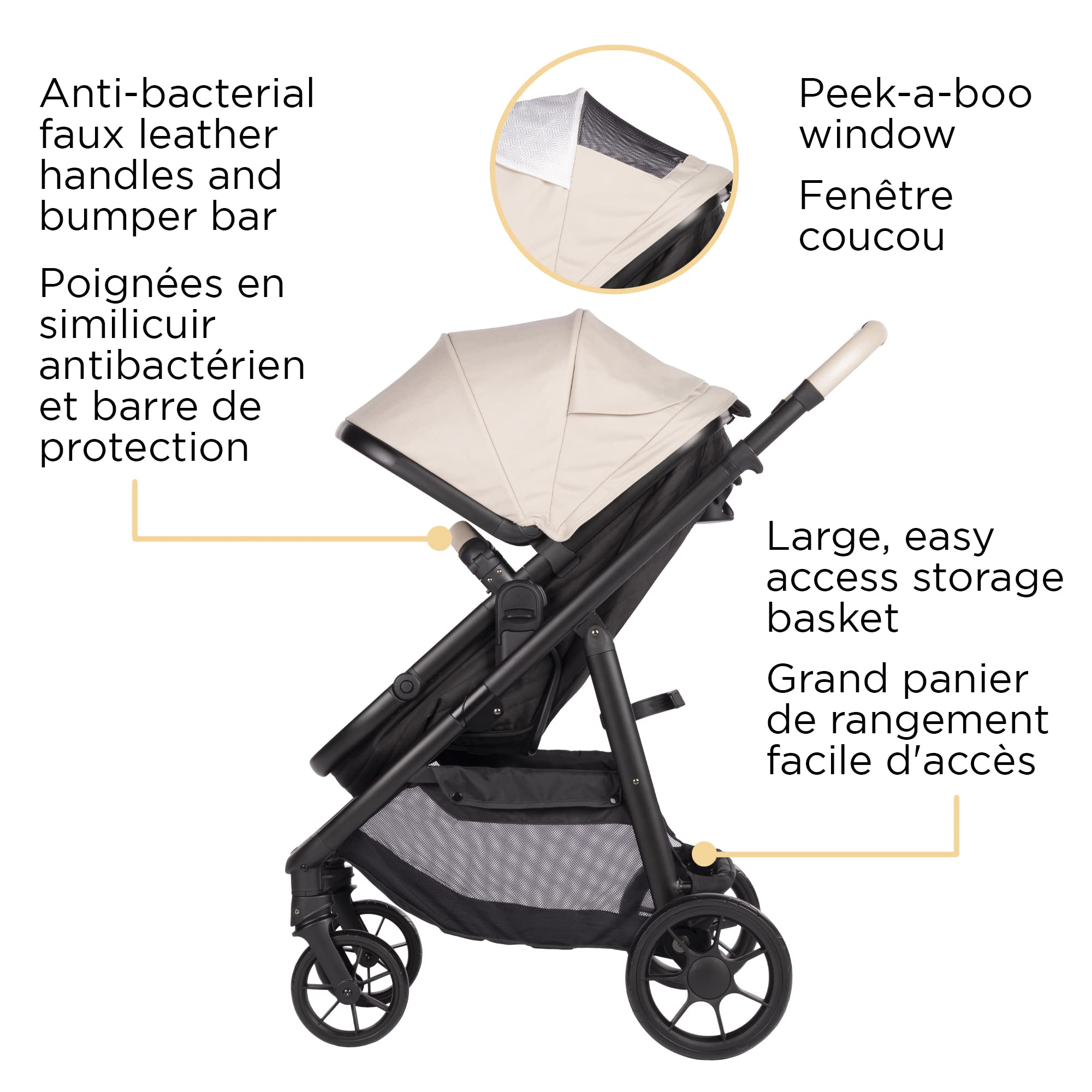 Safety 1st Raya Travel System - Lightweight Stroller & Infant Car Seat Combo in Santorini Design | Perfect for Newborns, Travel & Everyday Use