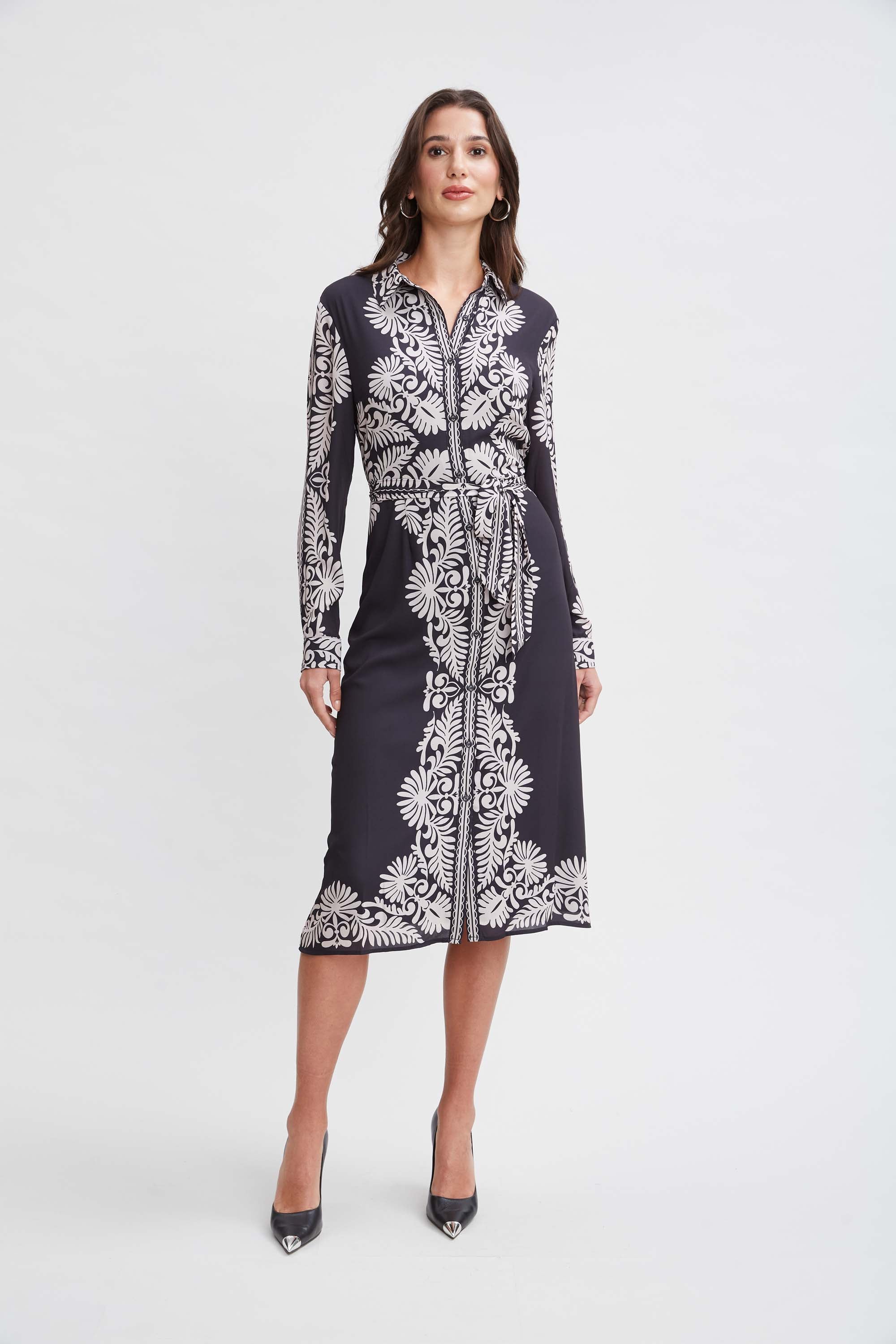 Tahari Floral Paisley Print Button-Down Shirt Dress for Women - Elegant Office Wear & Casual Spring Outfits