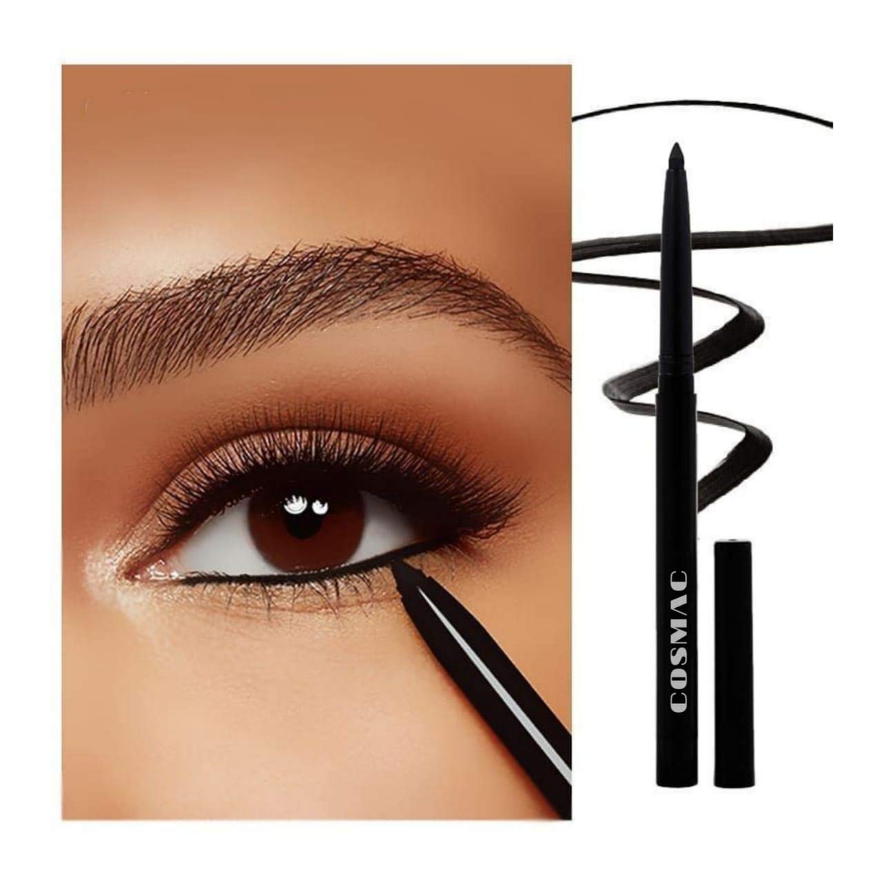 Cosmac Professional 6-Piece Waterproof Makeup Set - Black Eyeliner, Mascara, Eyebrow Pencil, Kajal, Sketch Eyeliner & False Lashes | Matte Finish | Perfect for Daily Use, Parties & Special Occasions