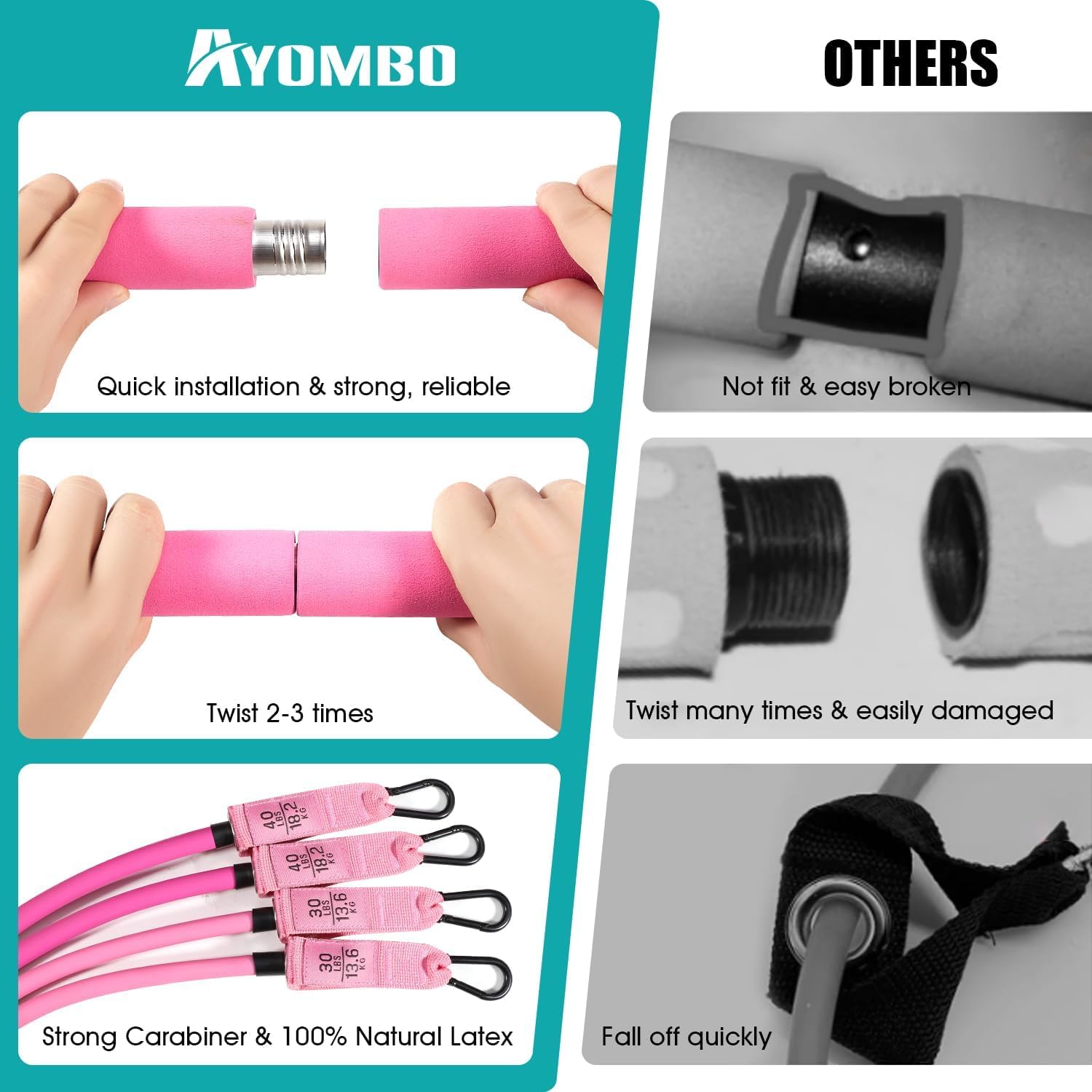 Adjustable 3-Section Pilates Bar Kit with Resistance Bands - Full Body Workout Equipment for Legs, Hips, Waist & Arms - Home Exercise Equipment for Squats & Pilates - Perfect for Women & Men | Ideal for Home Gym, Yoga Studio & Fitness Training
