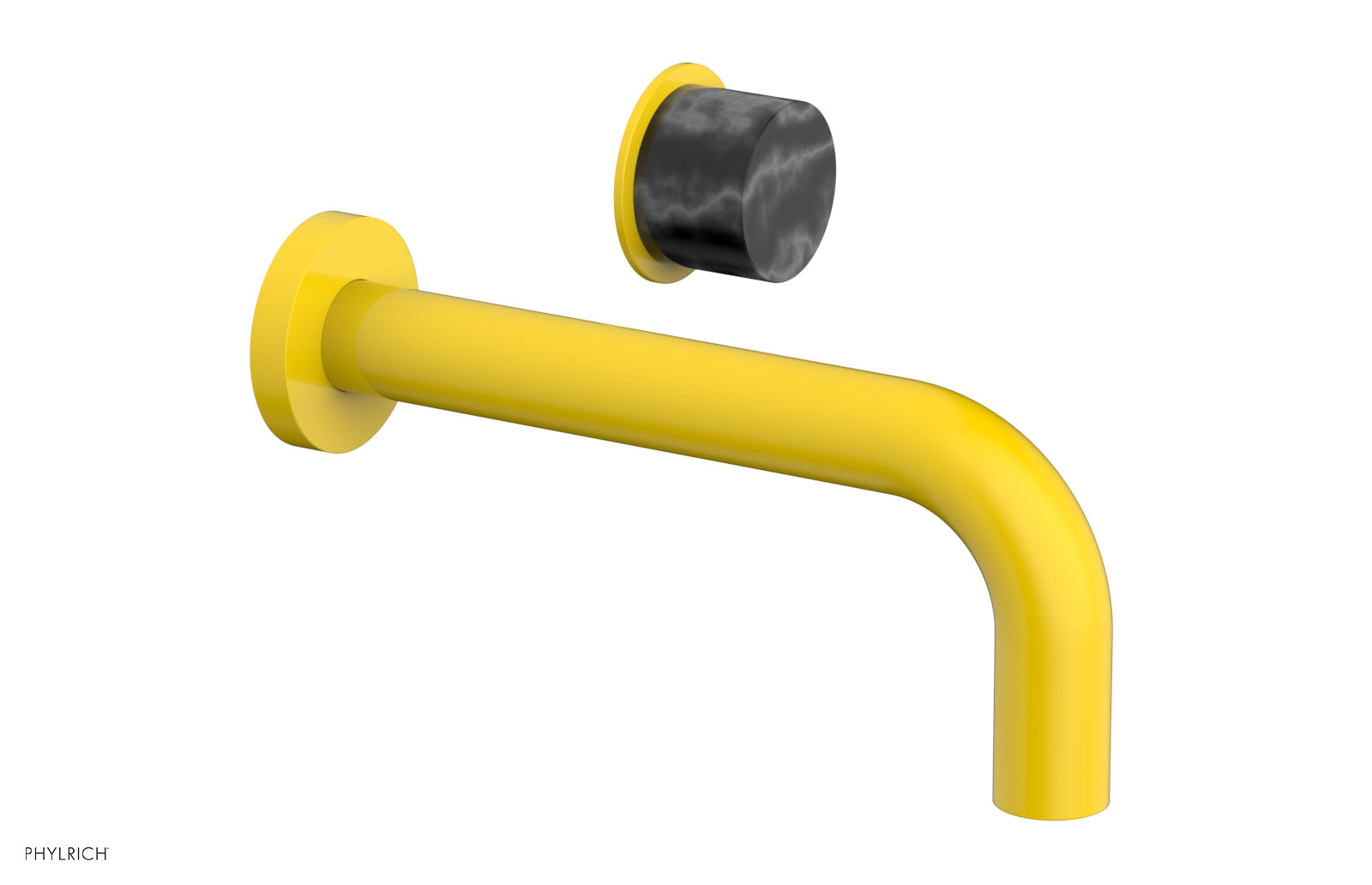 Premium Single Handle Wall Mount Lavatory Faucet - Black Marble Handle (Model 230-17) for Bathroom Sink & Powder Room Upgrade