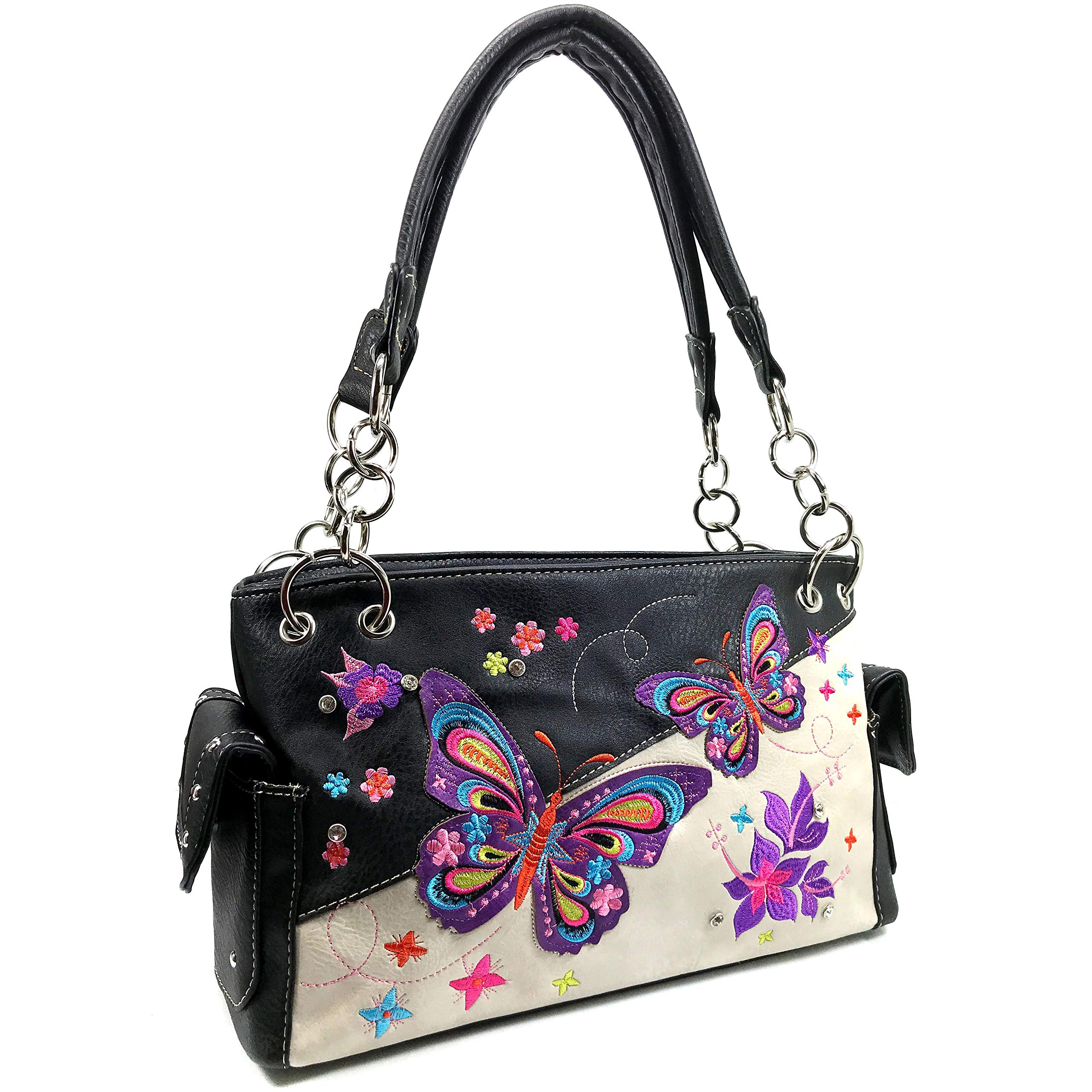 Zelris Women's Concealed Carry Handbag & Wallet Set with Butterfly Flower Embroidery - Perfect for Everyday Use, Travel, and Special Occasions
