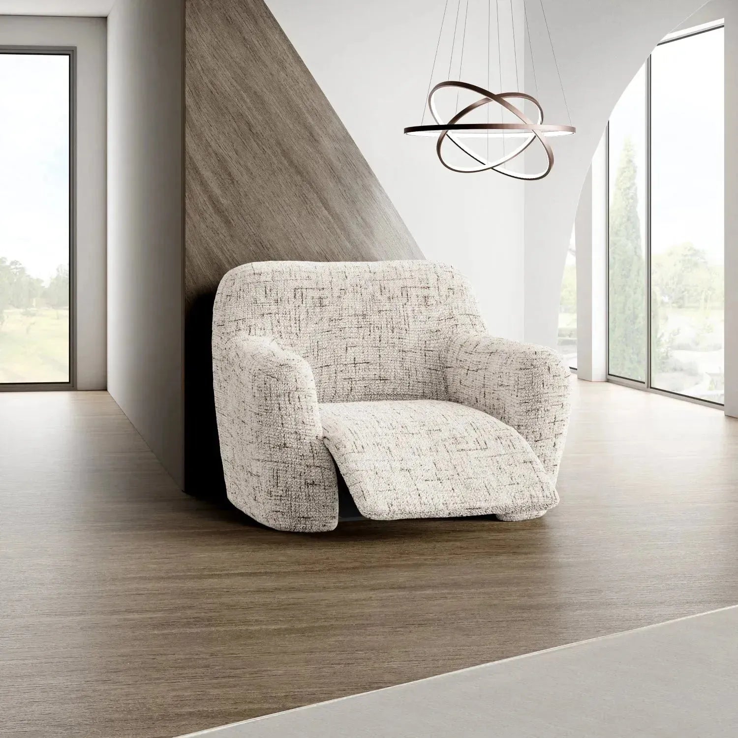 Microfiber Printed Reclining Armchair Slipcover - Stretchable Furniture Protector for Living Room, Bedroom & Home Theater
