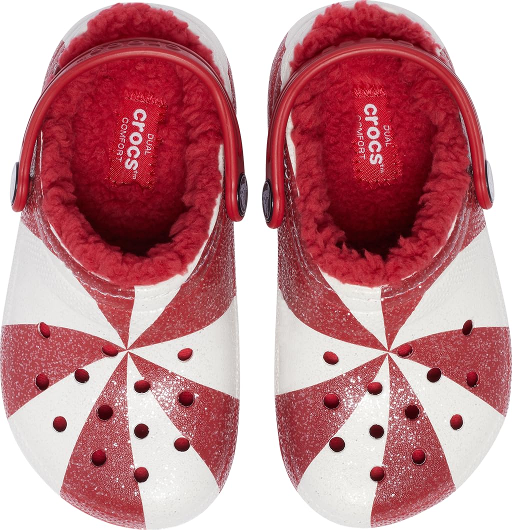 Crocs Kids Classic Holiday Lined Clogs - Warm Winter Shoes for Boys & Girls | Comfortable Indoor/Outdoor Slippers for School, Play & Cold Weather