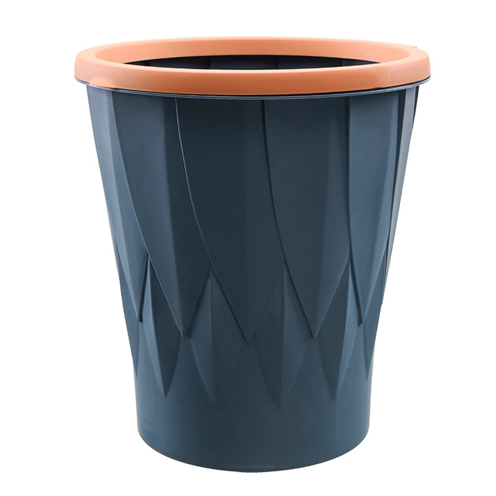 TOMYEUS 13 Gallon Trash Can with Press Ring - No Lid, Space-Saving Design for Home, Kitchen, Office, Living Room, Bathroom - Indoor Waste Bin (Blue) - Perfect for Recycling, Paper Towels, and Daily Trash Disposal
