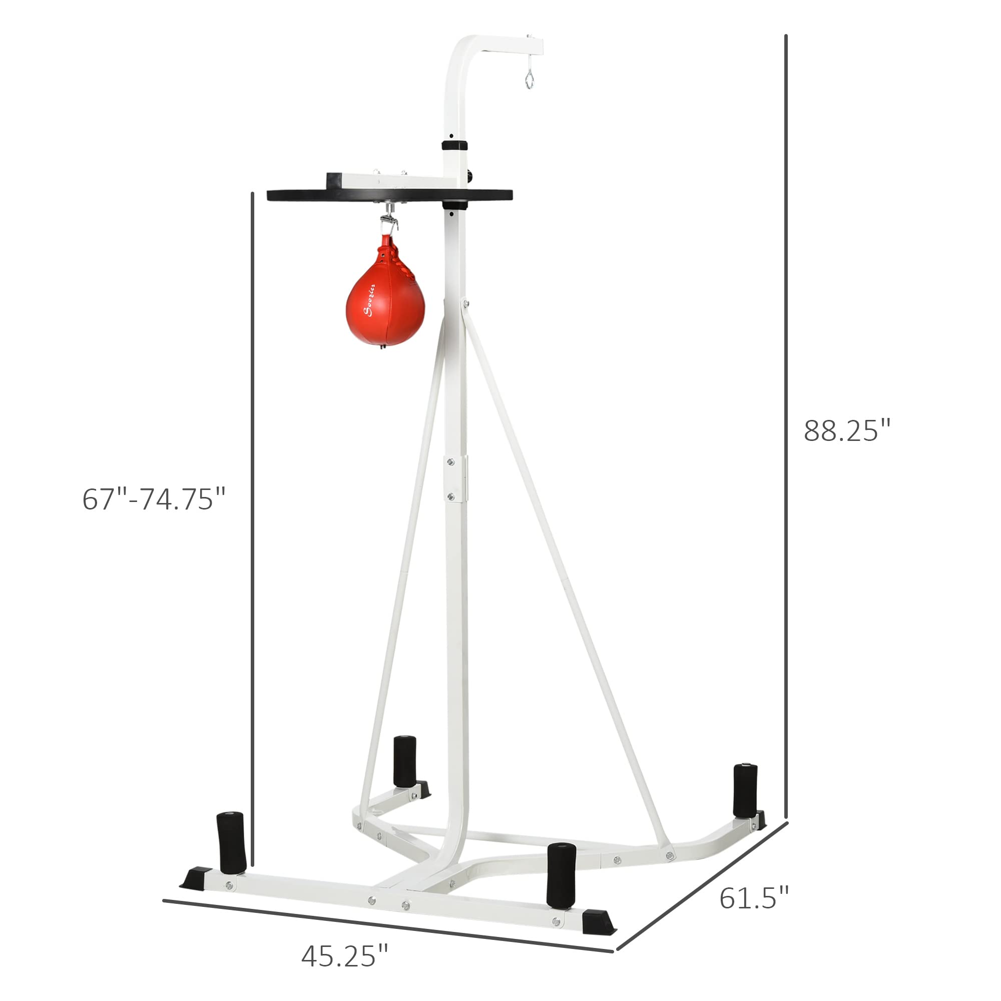 Soozier 2 in 1 Adjustable Height Punching Bag Stand with Weighted Base & Speed Bag - Heavy Duty Freestanding Boxing Stand for Home Gym, MMA Training, Kickboxing & Fitness Workouts