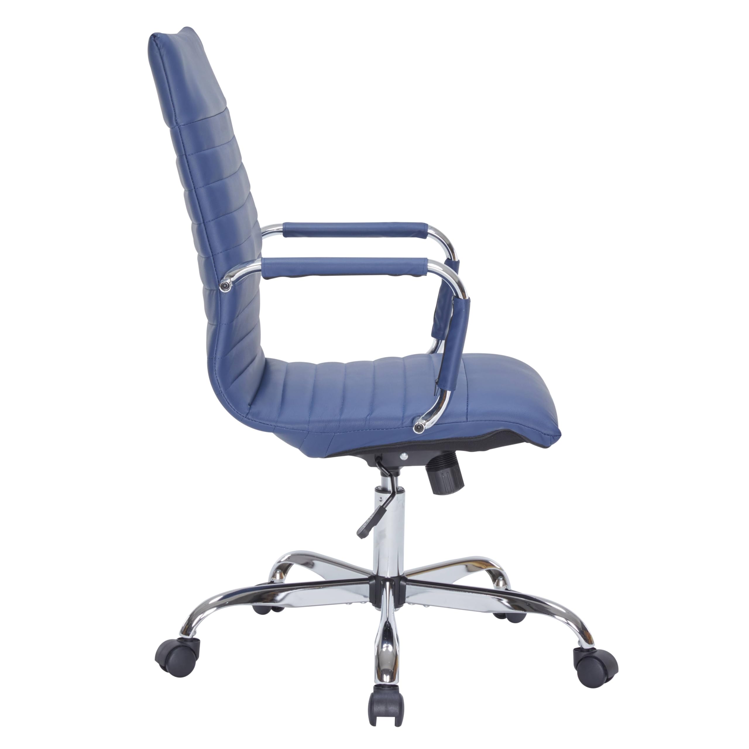 LeisureMod Harris Modern Adjustable Office Swivel Chair - Ergonomic High Back Leather Task Chair with Lumbar Support (Navy Blue) - Perfect for Home Office, Gaming & Workspace Comfort
