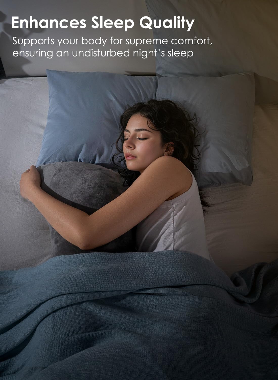 Queen Rose Body Pillow for Side Sleepers - S-Shaped Hug Pillow for Adults with Soft Velvet Cover (Grey) - Ideal for Pregnancy Support, Back Pain Relief & Comfortable Sleeping
