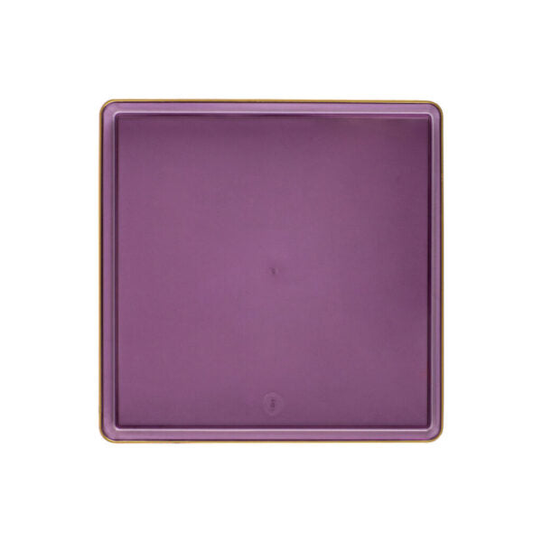 20 Pack Purple and Gold Square Plastic Dinnerware Set for 10 Guests - Elegant Disposable Square Edge Plates, Bowls, Cups & Utensils - Perfect for Weddings, Parties, Banquets & Outdoor Events