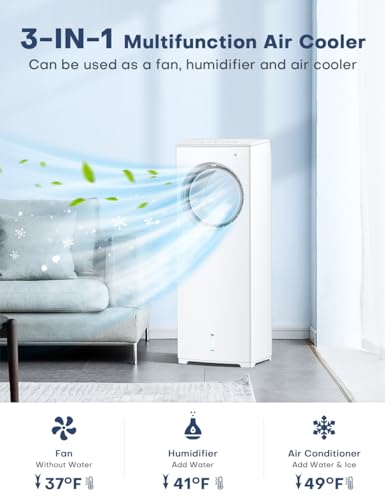 BALKO 1901R 0000/6101 Portable Evaporative Air Cooler with 3 Speeds - Quiet Cooling Fan for Home, Office, Bedroom - Energy Efficient & Eco-Friendly (Gray) - Perfect for Summer, Dry Climates & Indoor Spaces
