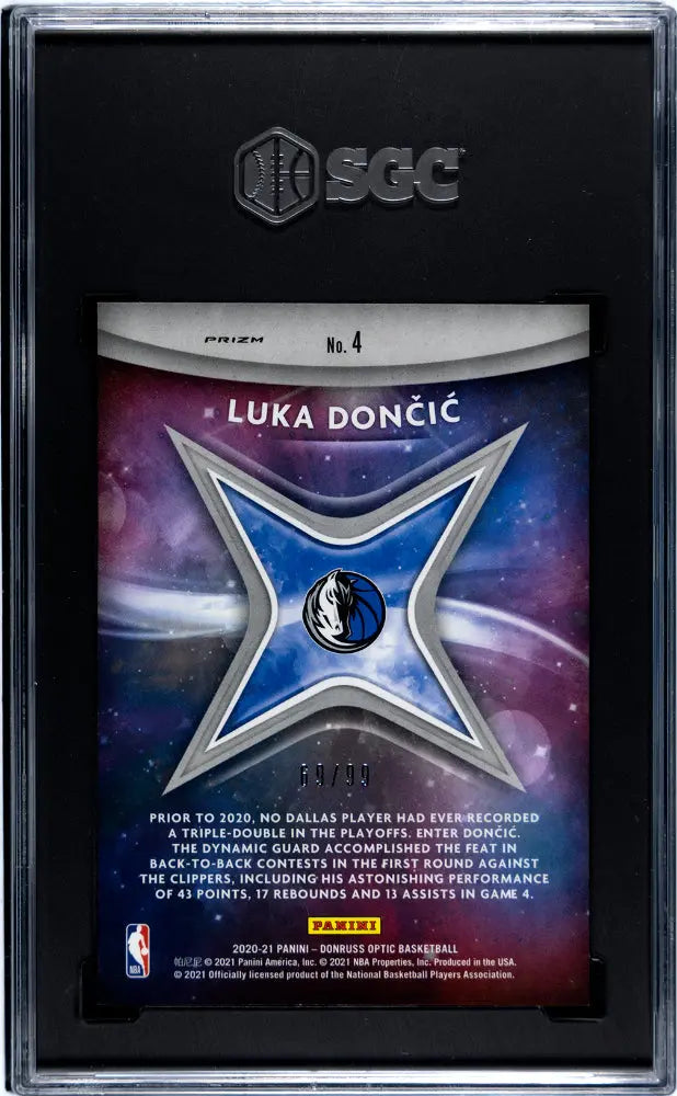 2020-21 Donruss Optic Luka Doncic Star Gazing Red Prizm Basketball Card SGC 10 Gem Mint 69/99 #4 - Perfect for NBA Collectors and Sports Memorabilia Enthusiasts