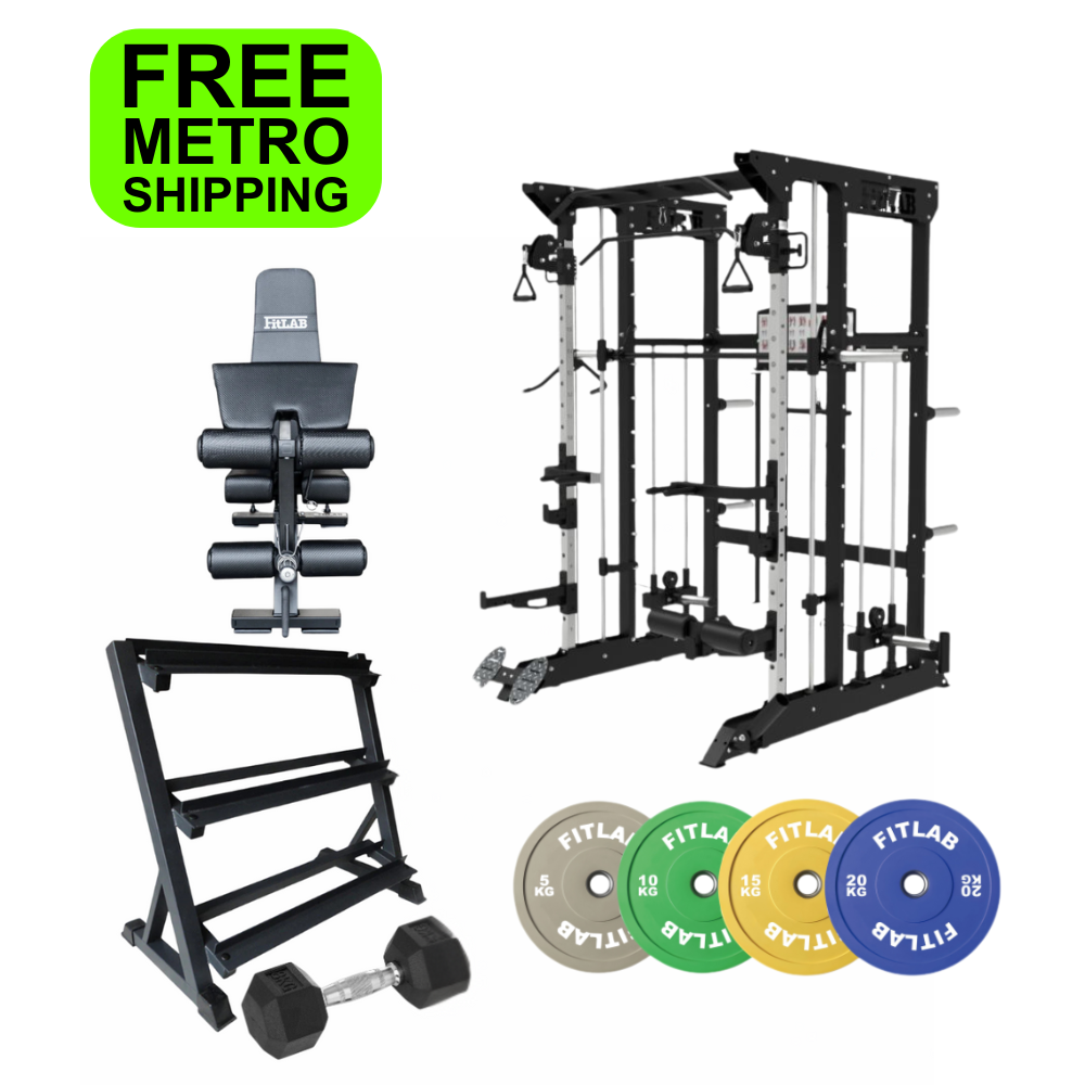 FX100 Home Gym Set with Adjustable Bench, Dumbbells & Color Weight Plates - Compact Strength Training Equipment for Small Spaces | Perfect for Home Workouts, Garage Gyms & Personal Fitness