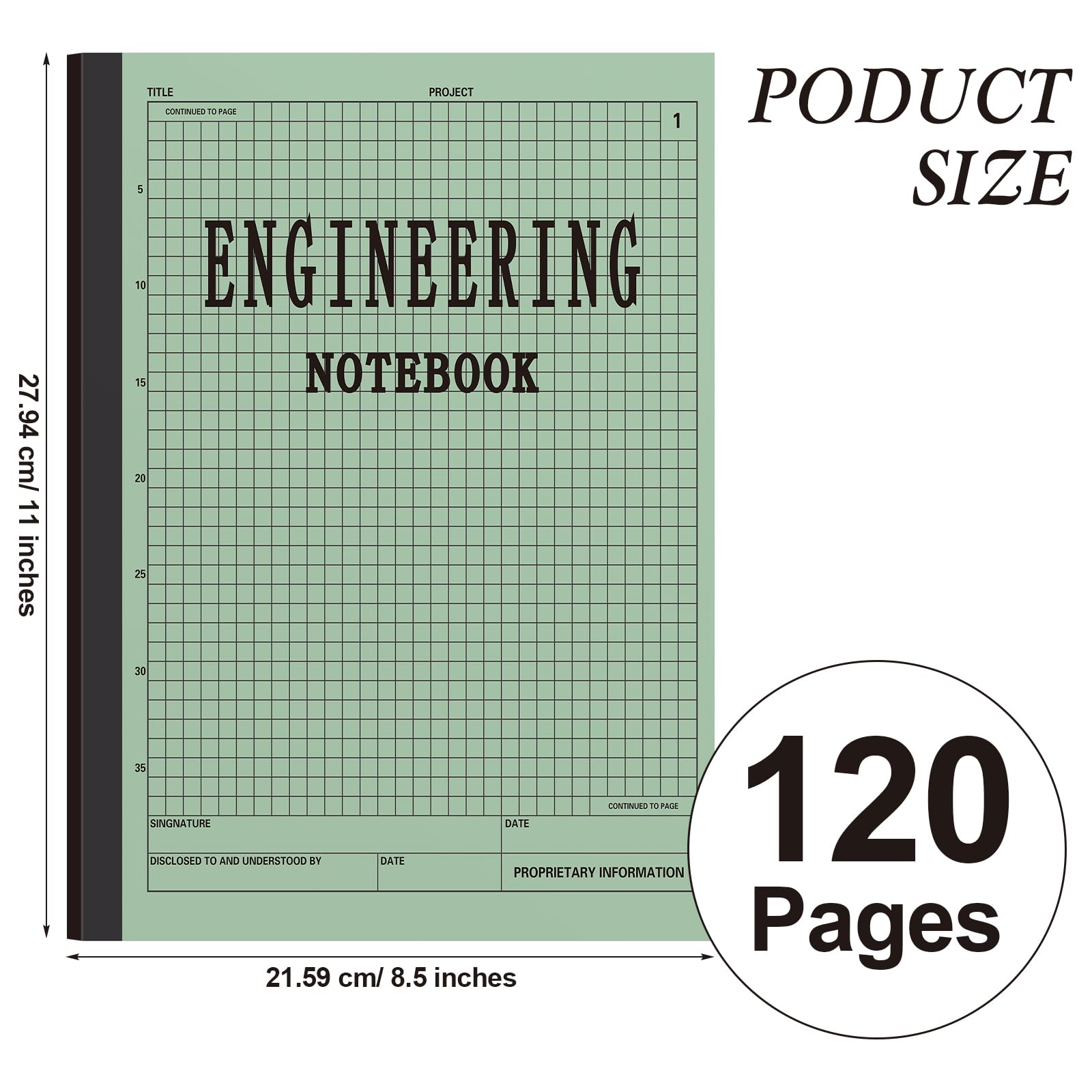 Motiskyy 5-Pack Engineering Notebook - 120 Pages Grid Paper, 8.5