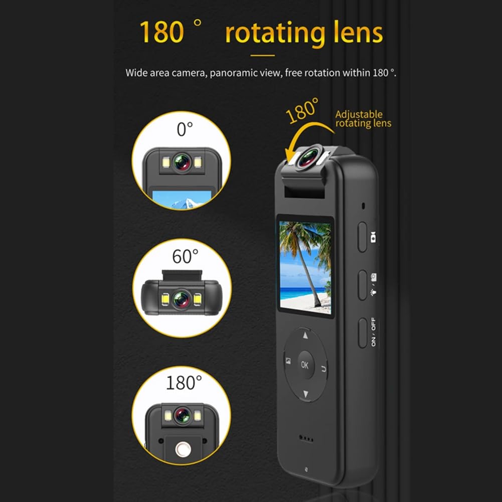 Louttary 4K Mini WiFi Body Camera - Full HD Wearable Pocket Camcorder with IPS Screen & 64GB Memory Card - Ideal for Security, Law Enforcement, and Outdoor Adventures