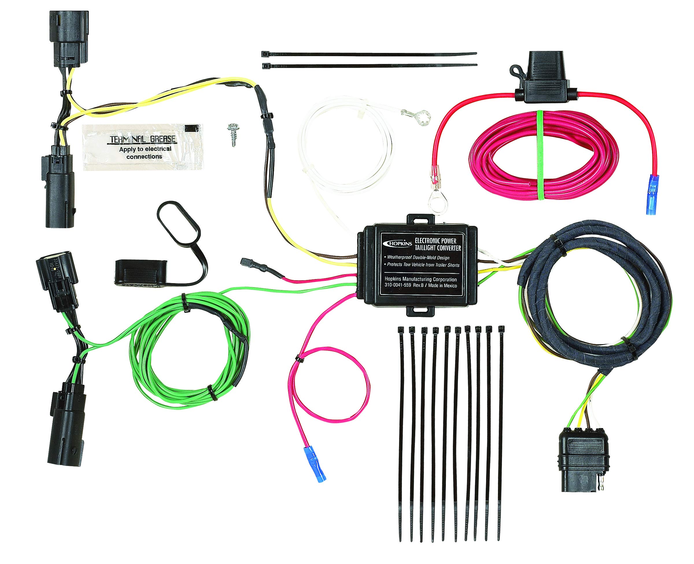 Hopkins 11140444 Vehicle Wiring Kit - Heavy Duty 7-Way Trailer Connector for Towing & Hauling - Perfect for Trucks, SUVs & RVs
