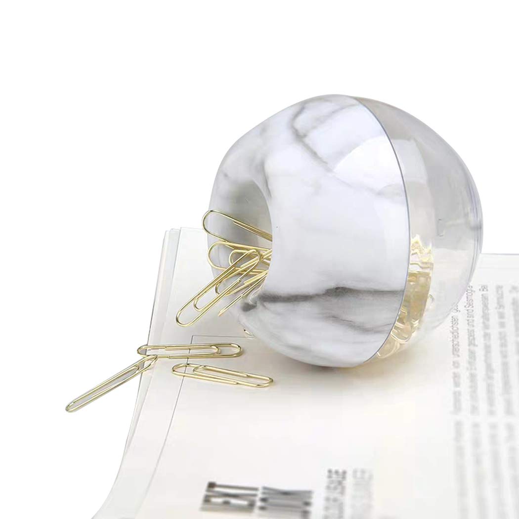 Premium Gold Paper Clips (100-Pack) - 28mm Elegant Magnetic Marble White Clip Holder for Office Supplies & Desk Organization | Perfect for Document Filing, School Projects & Home Office Use