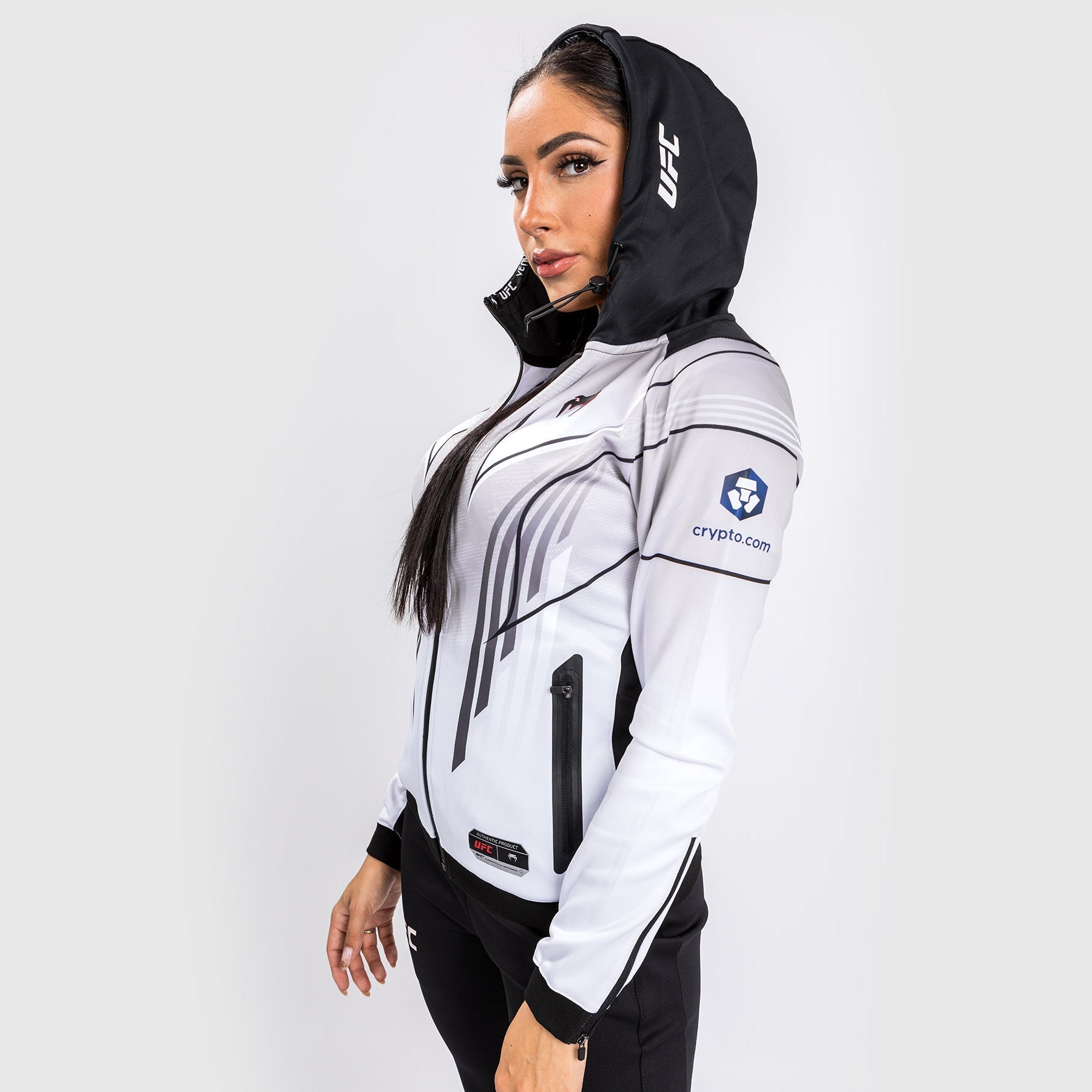 Venum UFC Authentic Fight Night 2.0 Women's Walkout Hoodie - White | Official MMA Training & Fight Night Apparel