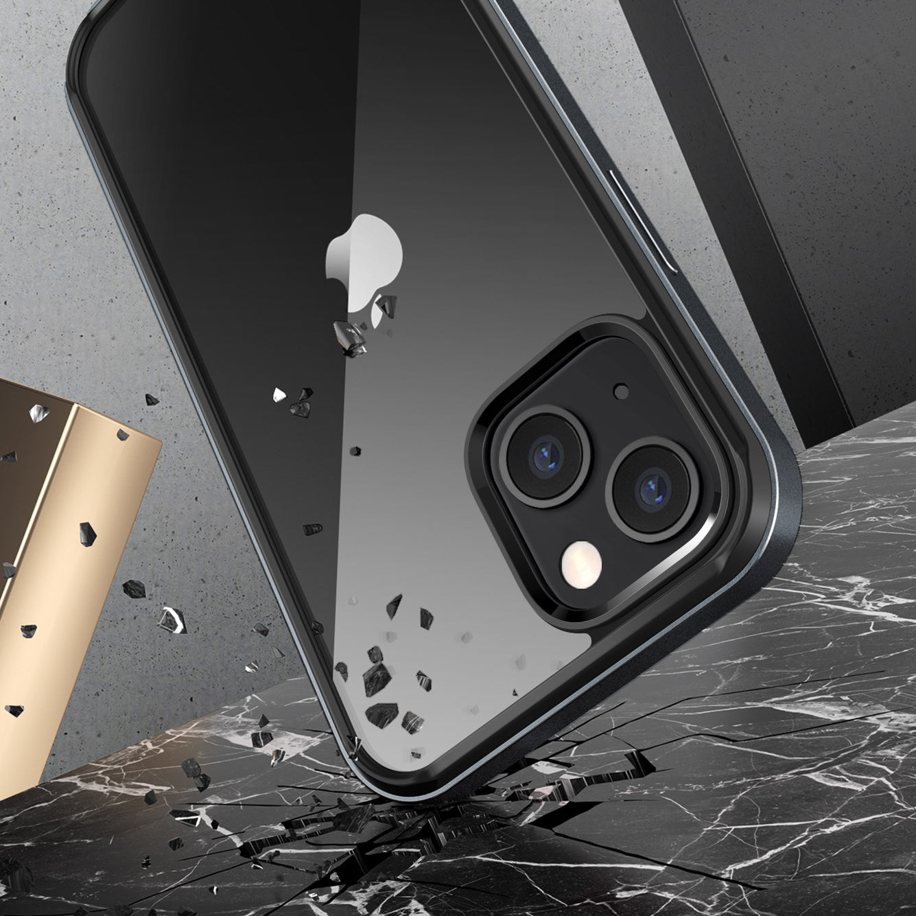 iPhone 13 6.1 Inch Case with Built-in Screen Protector - Unicorn Beetle Edge Shockproof Clear Black Protective Cover for Everyday Use, Work & Outdoor Activities