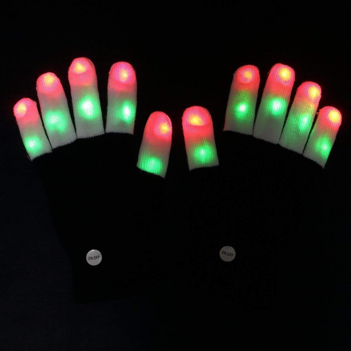 LED Finger Light Up Gloves for Rave & Parties - Cool Skeleton Hand Gloves for Kids & Adults - Perfect for Halloween, Concerts, Night Events & Dance Performances