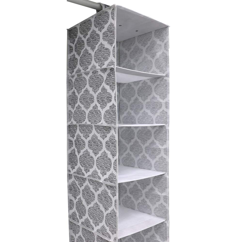 Home Basics Arabesque Non-Woven Closet Storage Organizer - 2 Pack, 6 Shelf Hanging Wardrobe Organizer for Clothes, Shoes & Accessories | Perfect for Bedroom, Closet & Dorm Organization