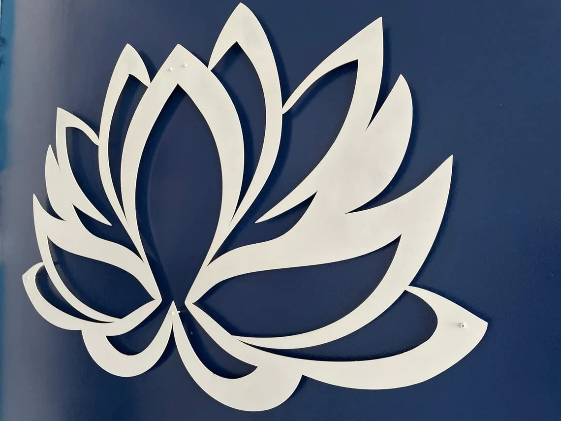 White Metal Lotus Flower Wall Art - 30