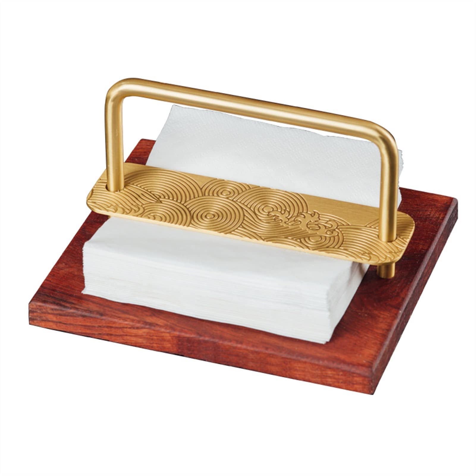Tolalo Brass Flat Napkin Holder Dispenser Stand - Square Kitchen & Countertop Tissue Rack for Restaurant, Hotel, Home - Small Size - Perfect for Dining Tables, Buffets, and Kitchen Organization