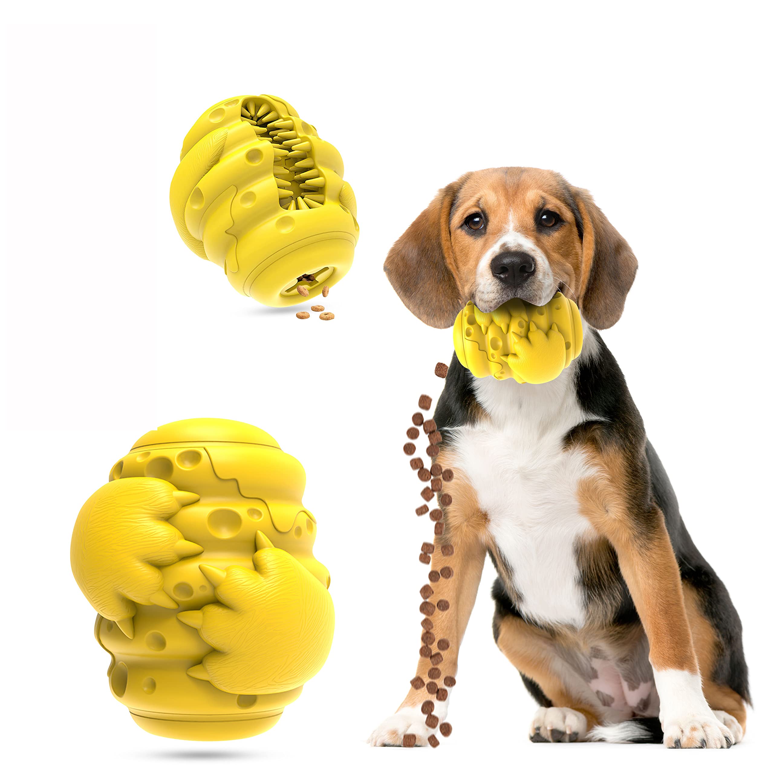 Durable Dog Chew Toys for Aggressive Chewers - Interactive Puzzle Treat Dispenser for Medium & Large Dogs - Natural Rubber Teething Chew Toy for Strong Chewers - Perfect for Training, Boredom Relief & Dental Health
