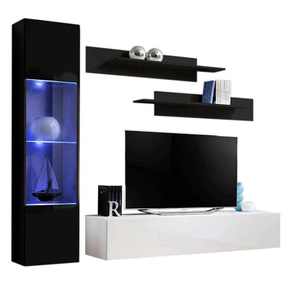 Modern Floating TV Stand with Storage & LED Lights - Wall-Mounted Entertainment Center for Living Room & Bedroom - Meble G3 30
