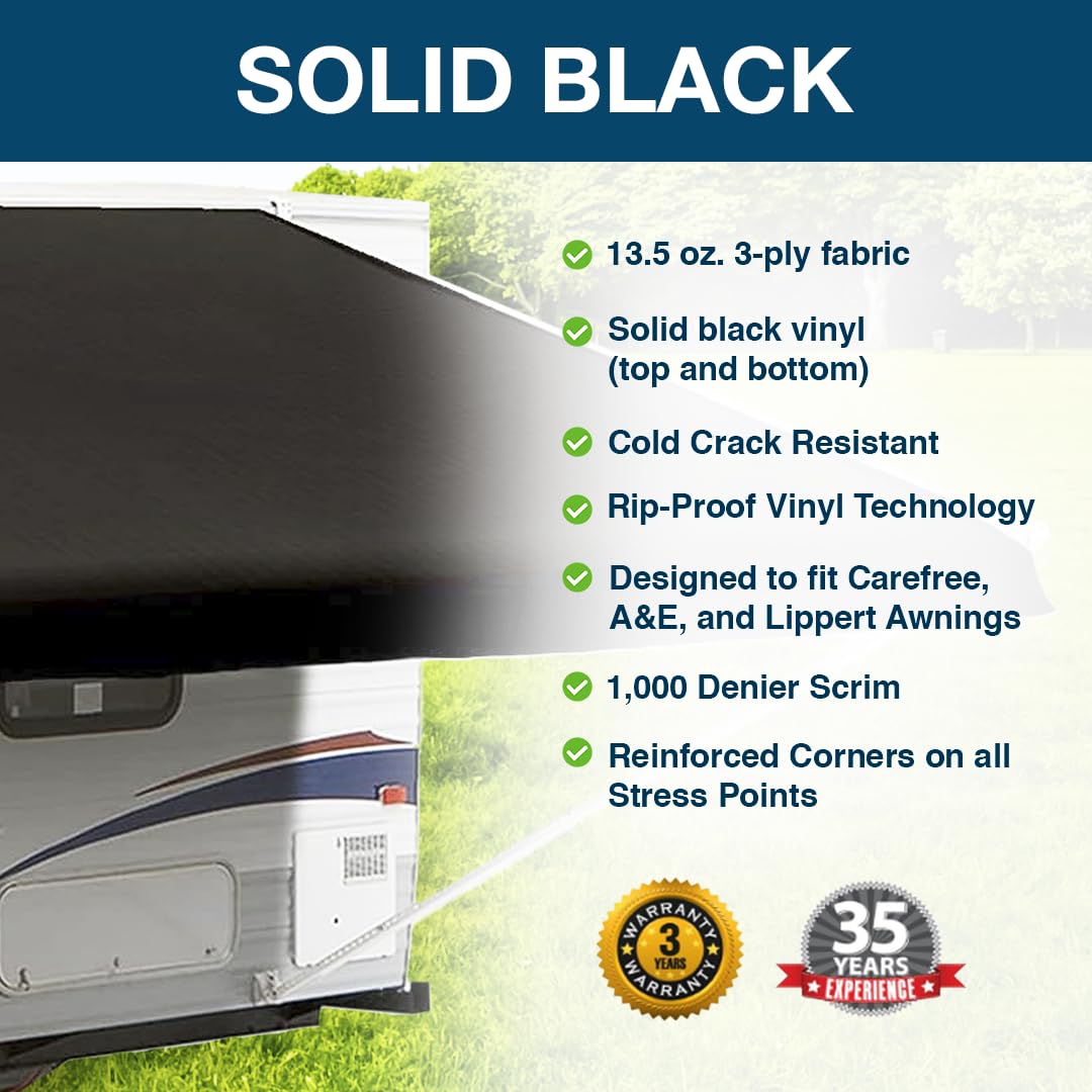 Shade Pro RV Awning Fabric Replacement - 14' Heavy Duty Vinyl Camper Canopy (13'2