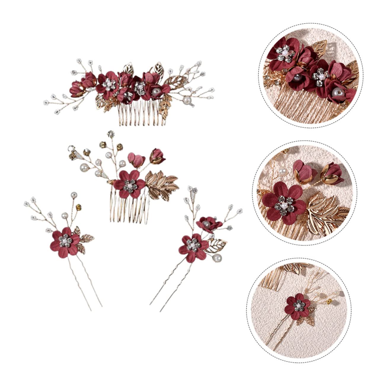 5 Sets Wedding Hairpins for Bride - Pearl Flower Hair Clips, Hair Comb Accessories for Women (Zinc Alloy) - Perfect for Bridal Shower, Wedding Ceremony & Special Occasions