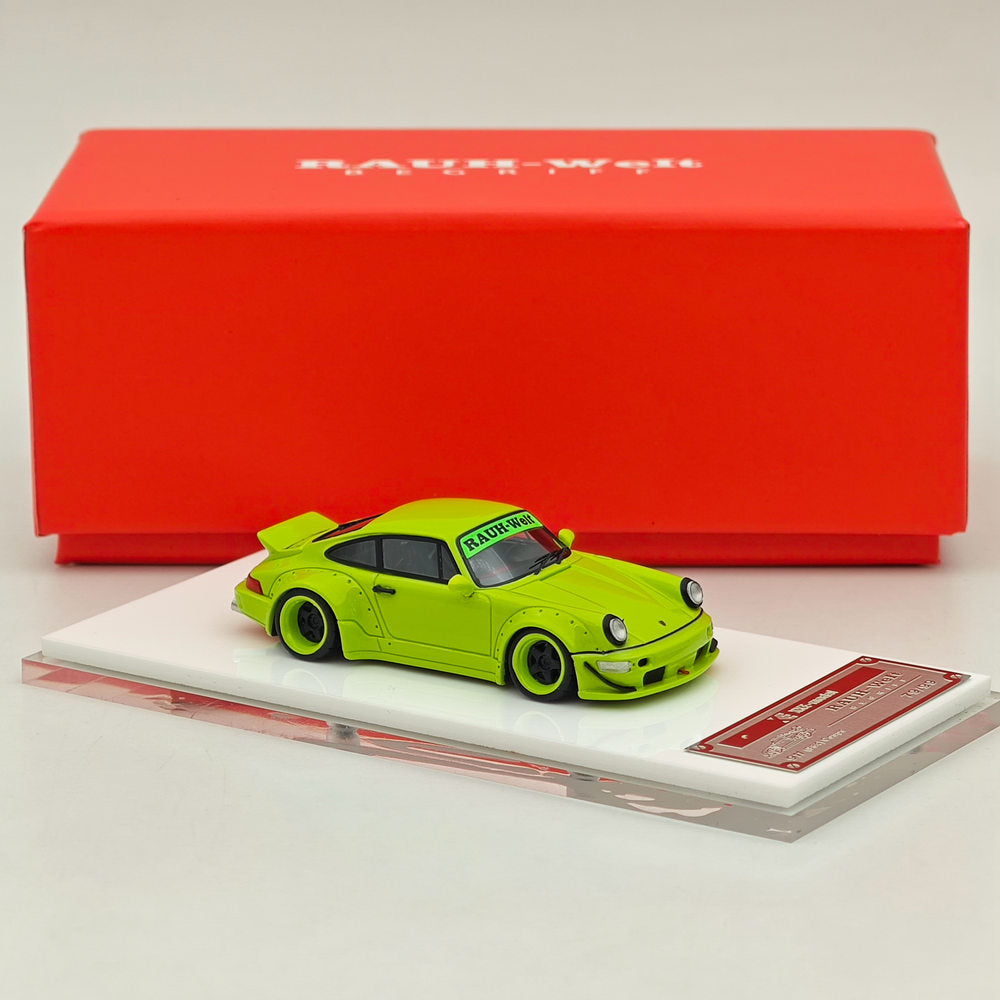 1/64 Scale Porsche 964 RWB RAUH Welt BEGRIFF Apple Green Resin Diecast Model Car - Limited Edition Collectible Toy Vehicle for Display & Gift Giving (Perfect for Car Enthusiasts, Office Decor, and Model Collections)