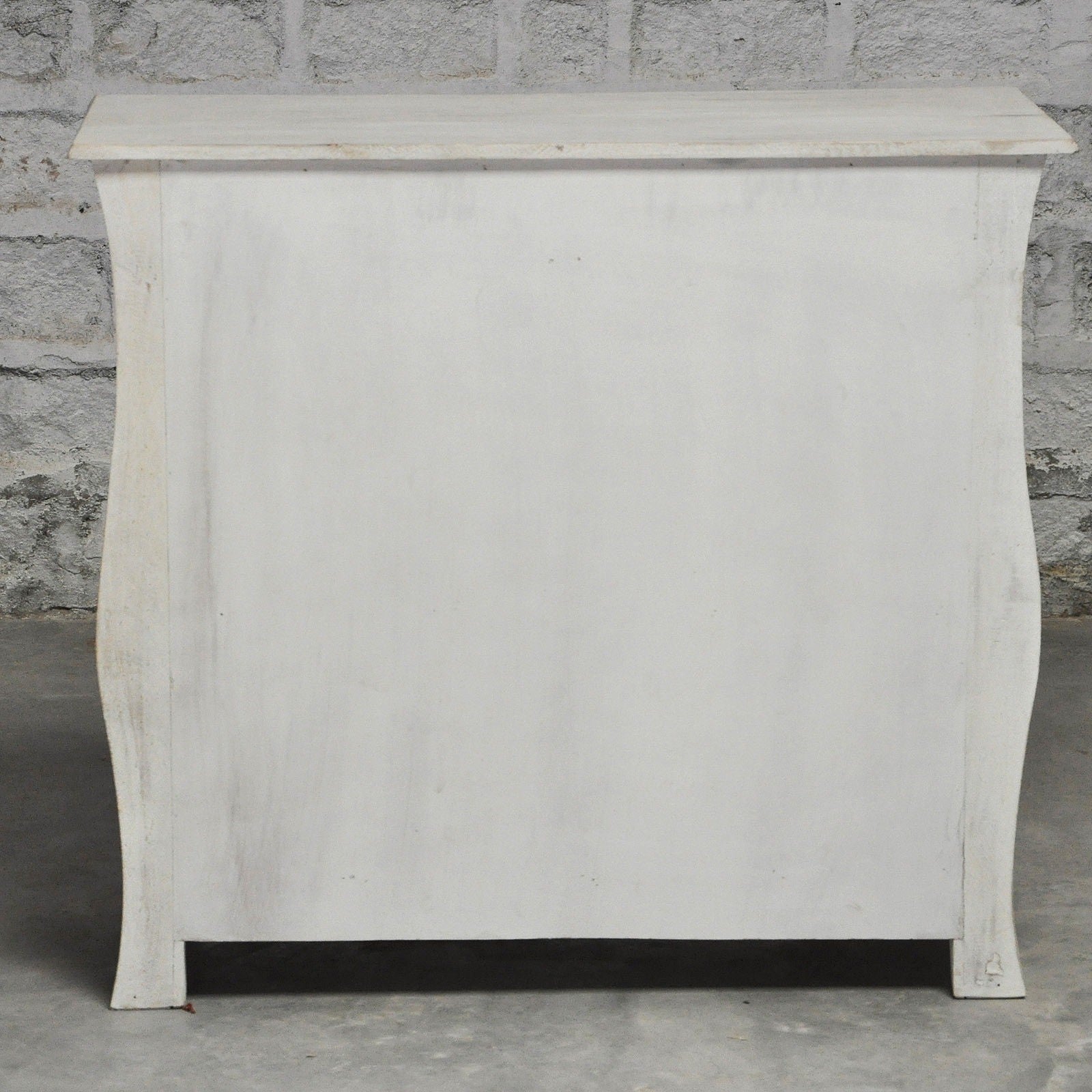 French Colonial Style Hand Carved Solid Wood Sideboard Buffet Cabinet - White Distressed Finish for Dining Room, Living Room & Entryway Decor