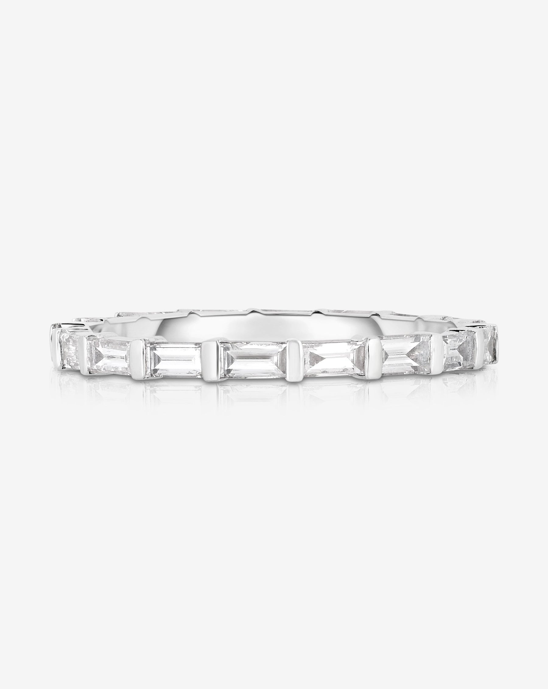 Baguette Bar Eternity Band Ring - Elegant Stackable Wedding Band for Women, Dainty Diamond Anniversary Ring - Perfect for Bridal Jewelry, Stacking Rings & Special Occasions
