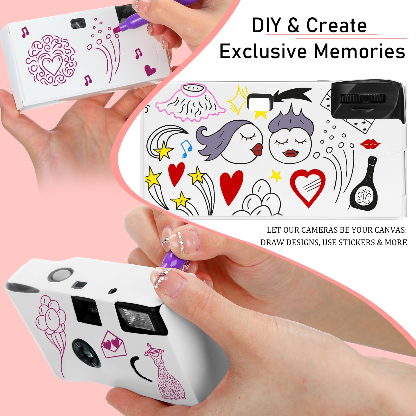 Kanayu 14-Pack DIY Disposable Cameras Bulk - White Single Use 35mm Film Camera with ISO 400 & Bright Flash for Weddings, Baby Showers, Birthdays, Anniversaries | Vintage Style Easy-to-Use Disposable Cameras for Parties, Travel, Graduations & Special Events