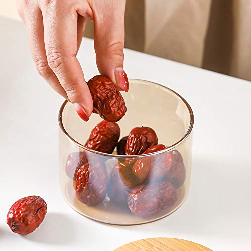 Glass Candy Dish with Wooden Lid - Airtight Snack Can for Food Storage | Perfect for Kitchen, Pantry, and Party Serving