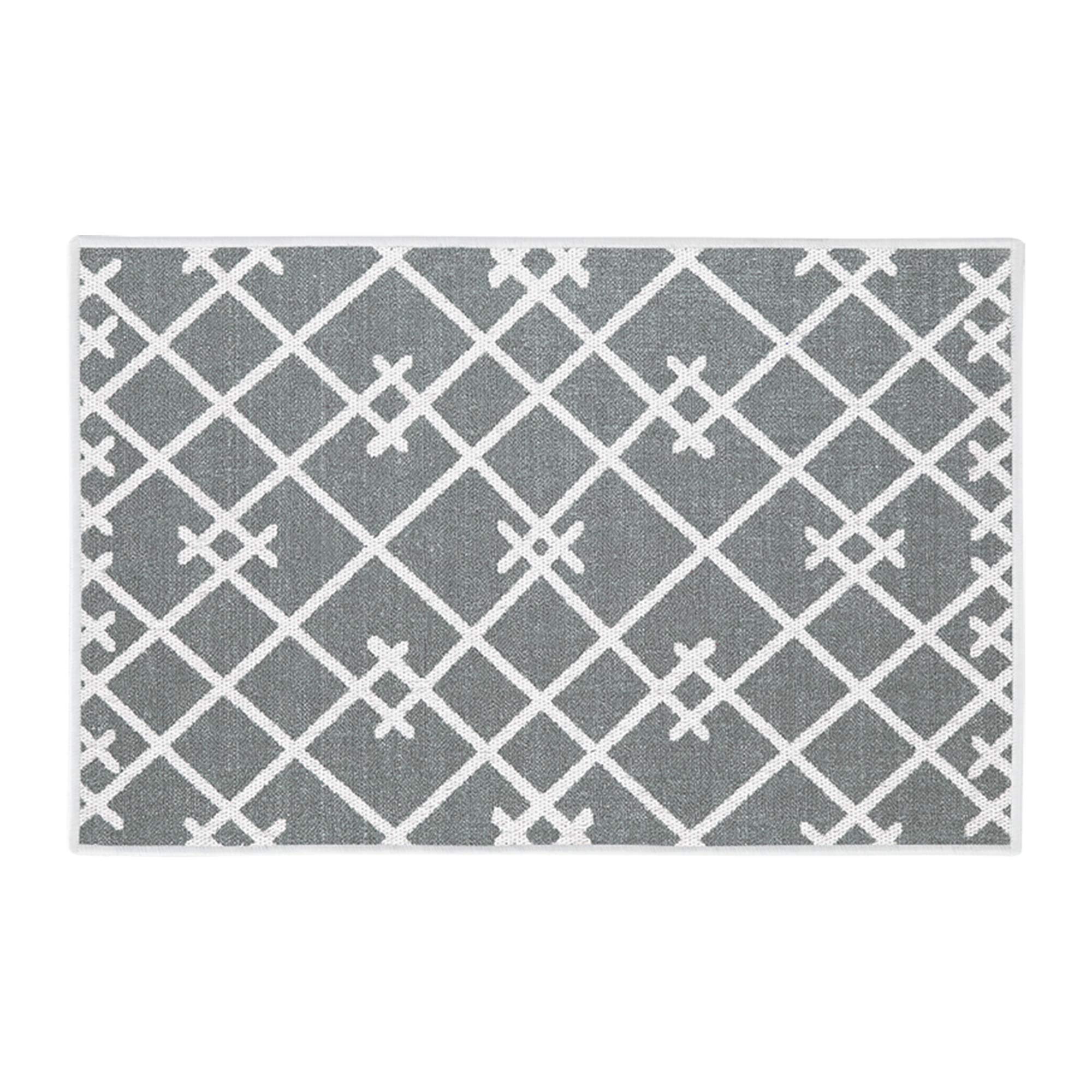 SussexHome Non-Slip Ultra Thin Washable Area Rug - 20x31.5 Inch Geometric Gray Floor Mat for Laundry Room, Entryway, Bathroom & Kitchen | Perfect for High Traffic Areas, Pet-Friendly Homes & Moisture-Prone Spaces