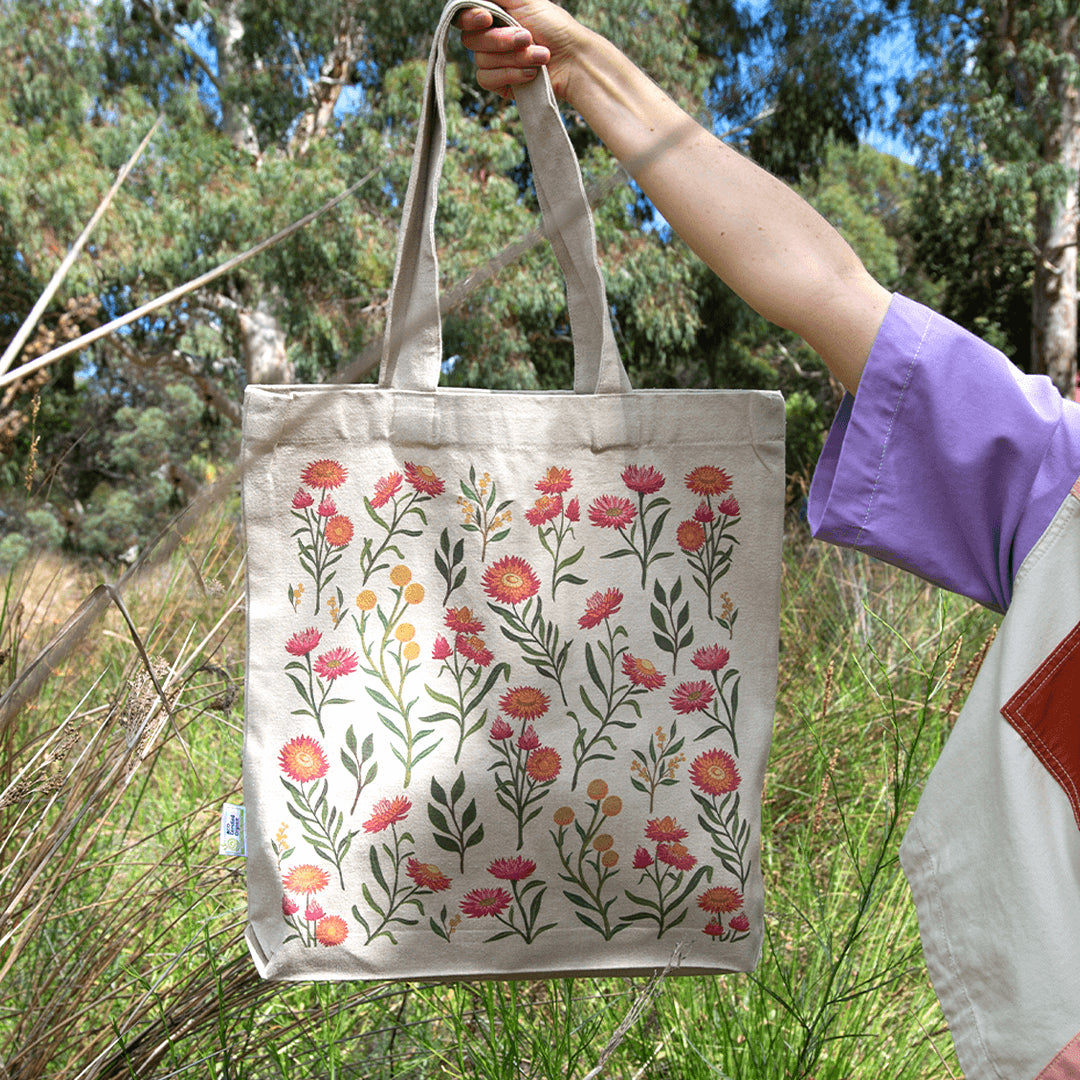 Eco-Friendly Organic Cotton Tote Bag with Pockets - Everlasting Love Design - Perfect for Grocery Shopping, Beach Trips & Daily Use