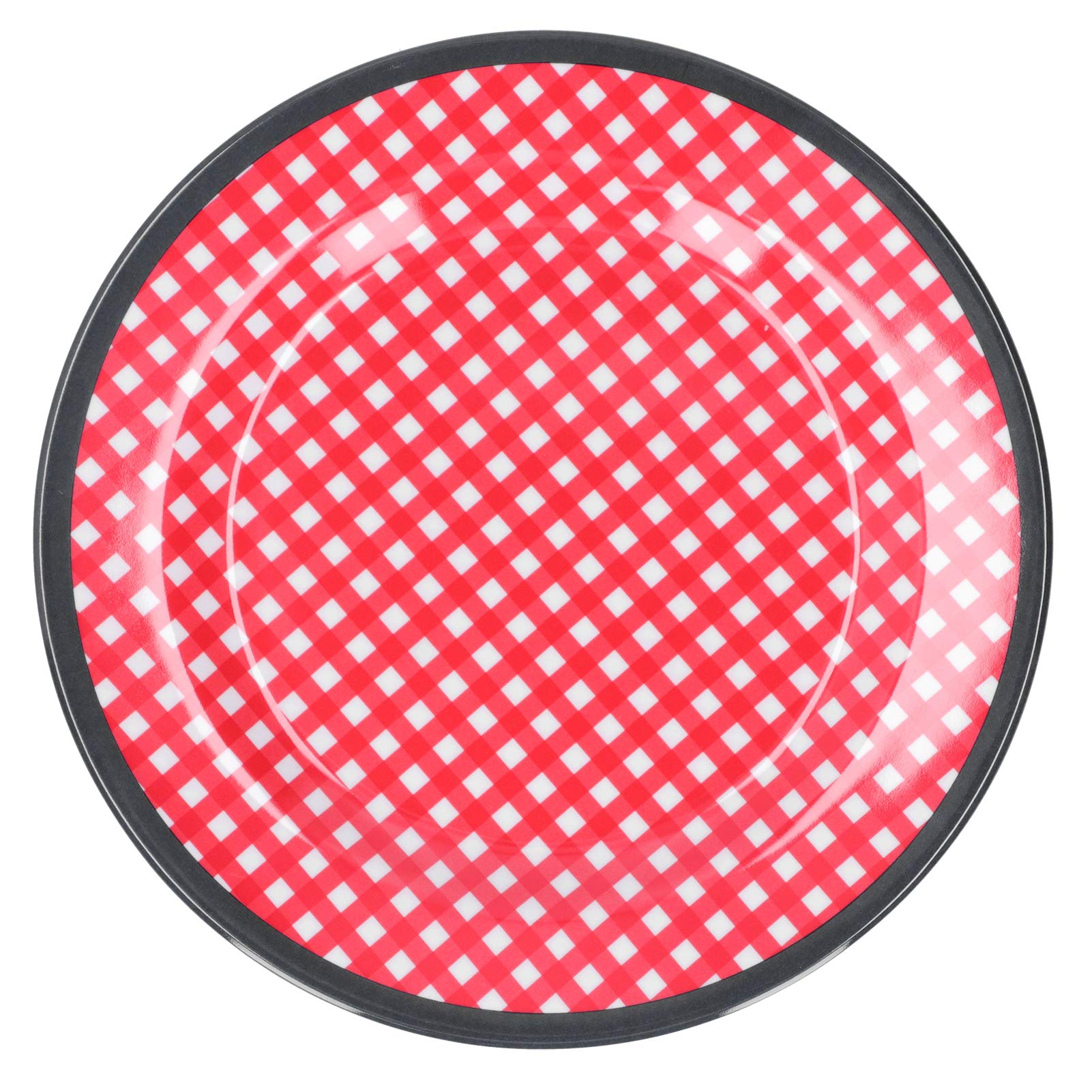 4-Pack Red Melamine Plaid Pasta Plates - 9 Inch Salad Plates for Cheese, Appetizers, Fruits | Durable & Stylish Dinnerware for Everyday Use, Picnics, and Party Serving