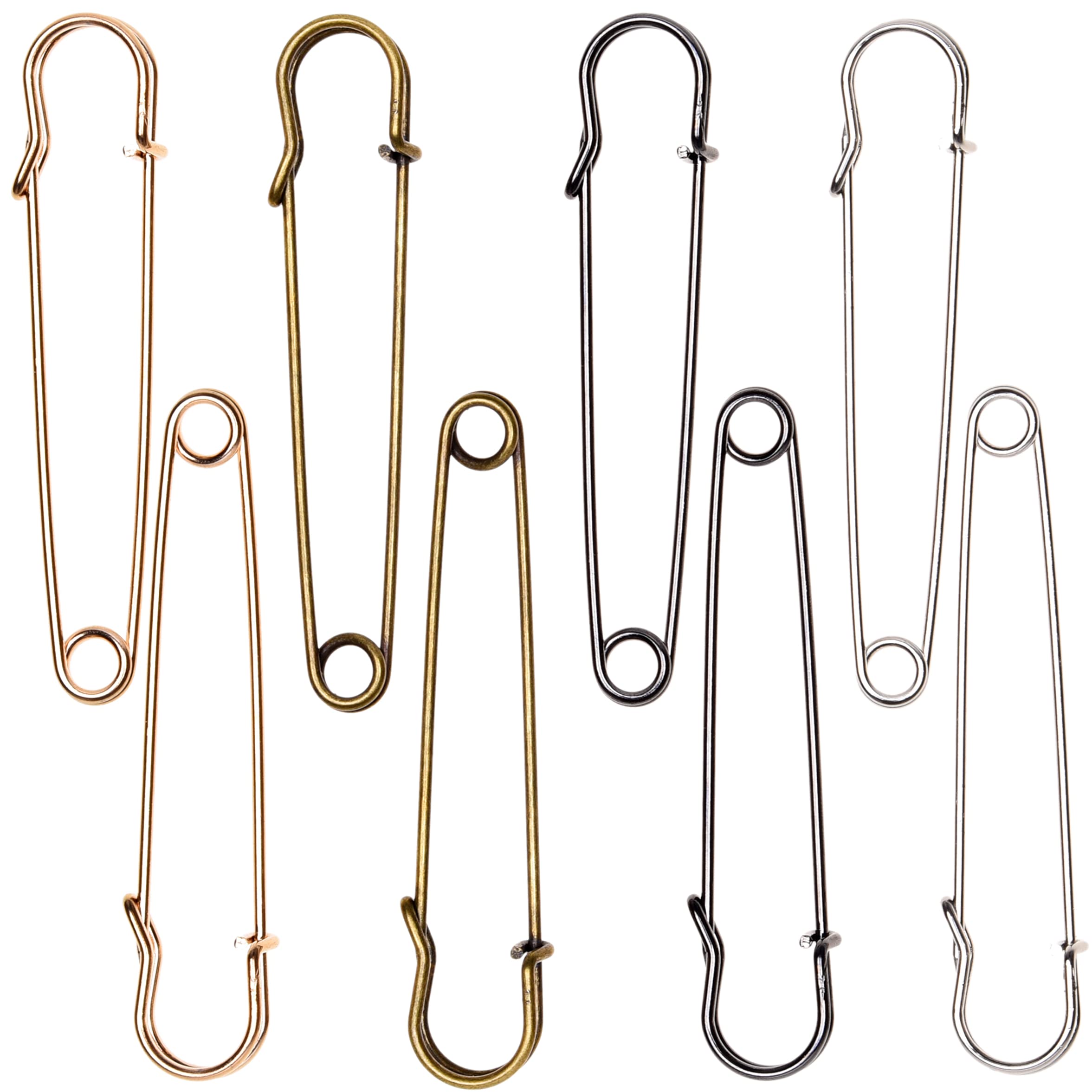 8X Extra Large Metallic Safety Pins - 4